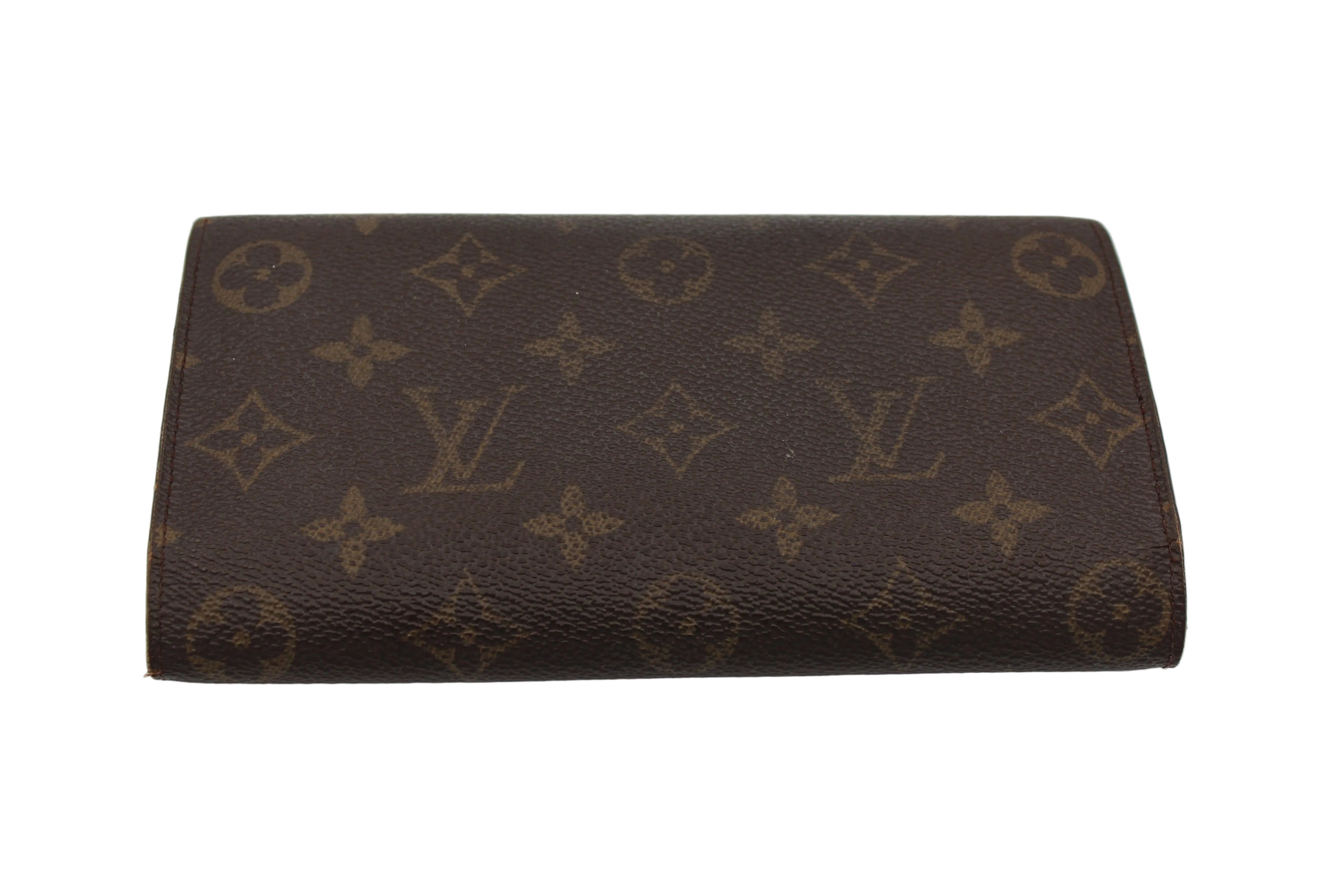 Louis Vuitton Monogram Sarah Long Wallet Brown Coated Canvas Gold Hardware