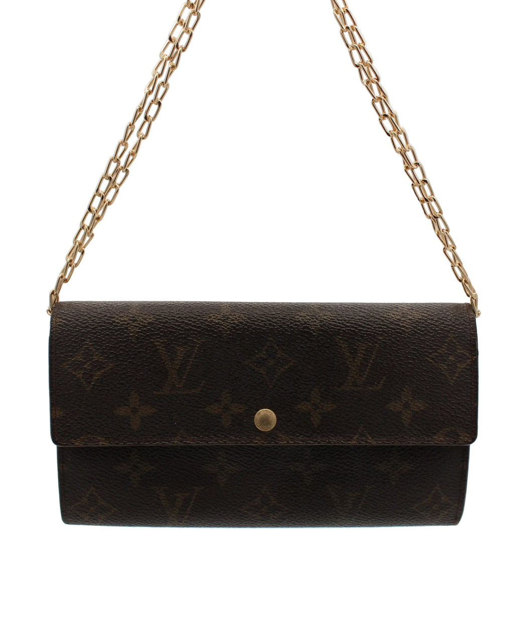 Louis Vuitton Monogram Sarah Long Wallet Brown Coated Canvas Gold Hardware