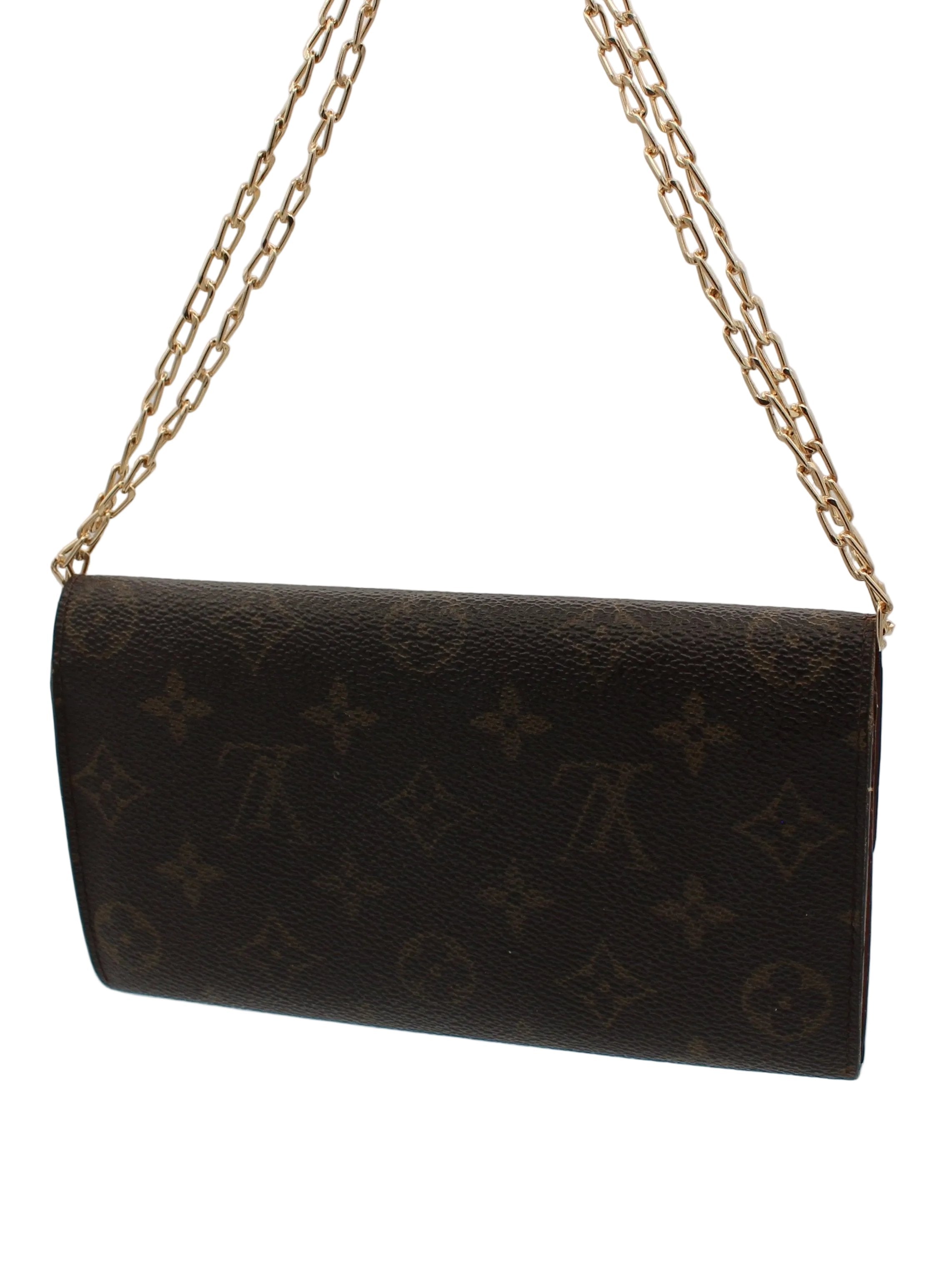 Louis Vuitton Monogram Sarah Long Wallet Brown Coated Canvas Gold Hardware