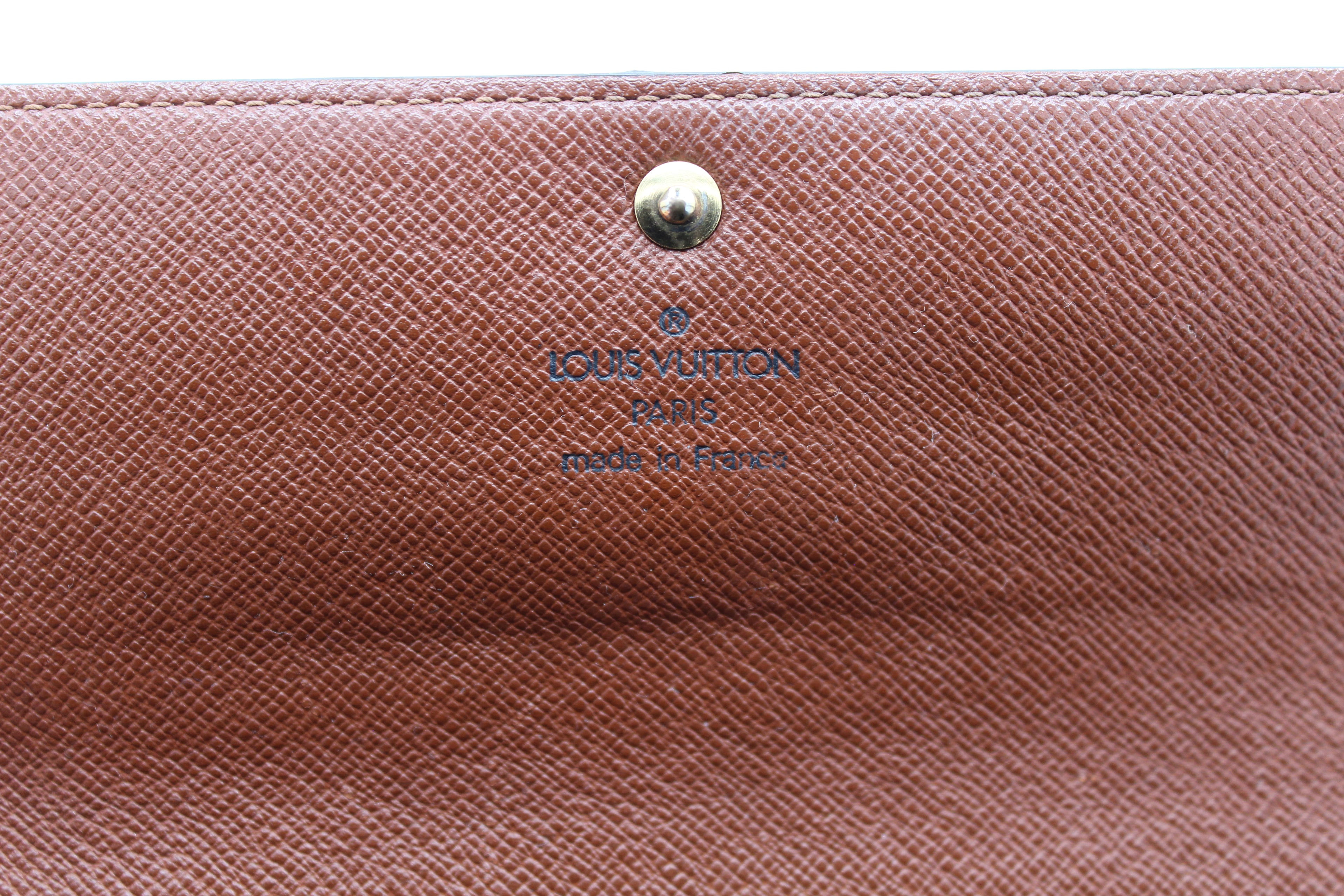 Louis Vuitton Monogram Sarah Long Wallet Brown Coated Canvas Gold Hardware