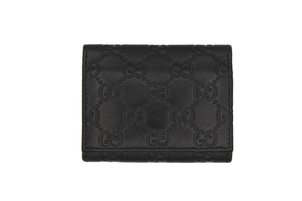 Gucci Guccissima Embossed Leather Compact Wallet — Black