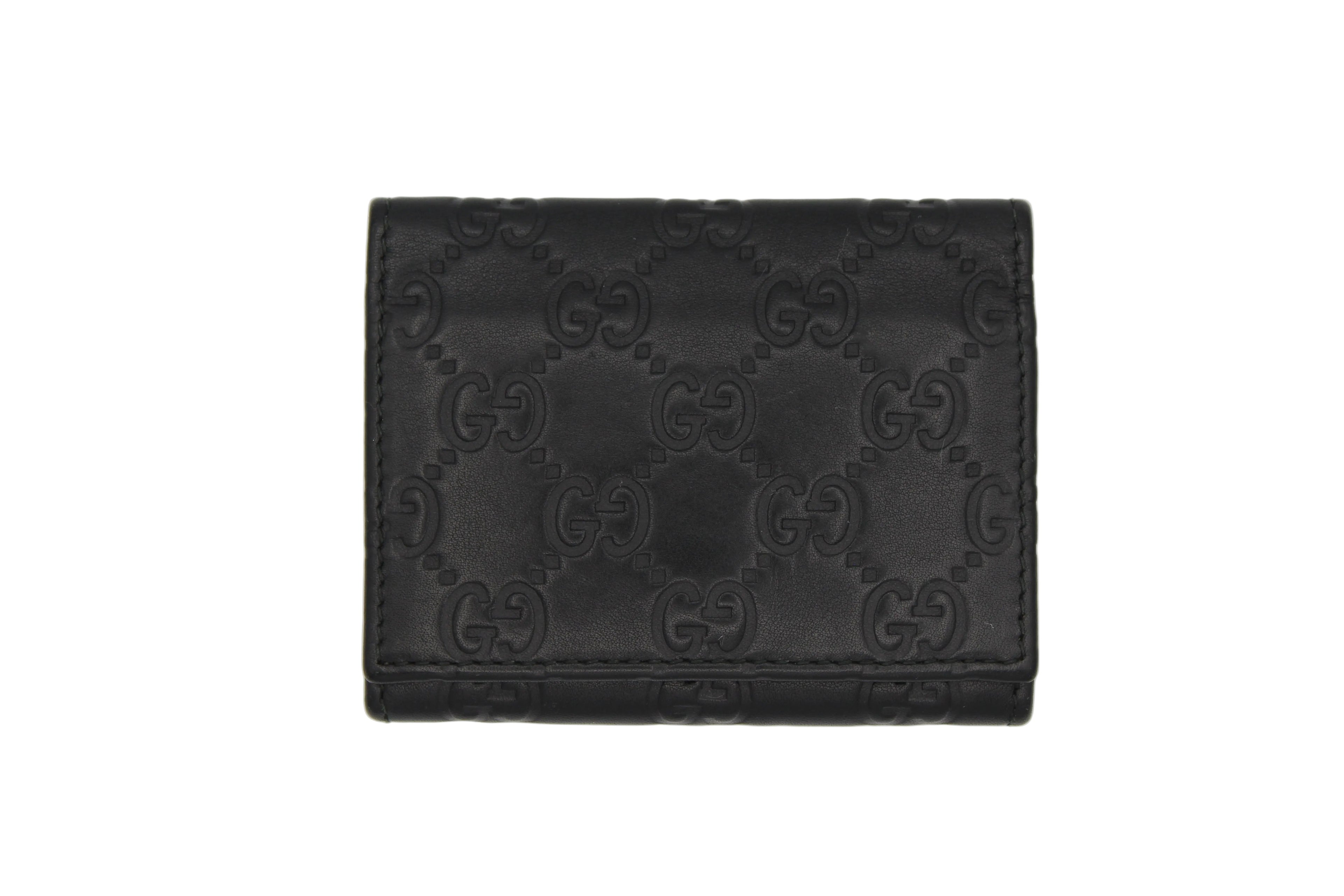 Gucci Guccissima Embossed Leather Compact Wallet — Black