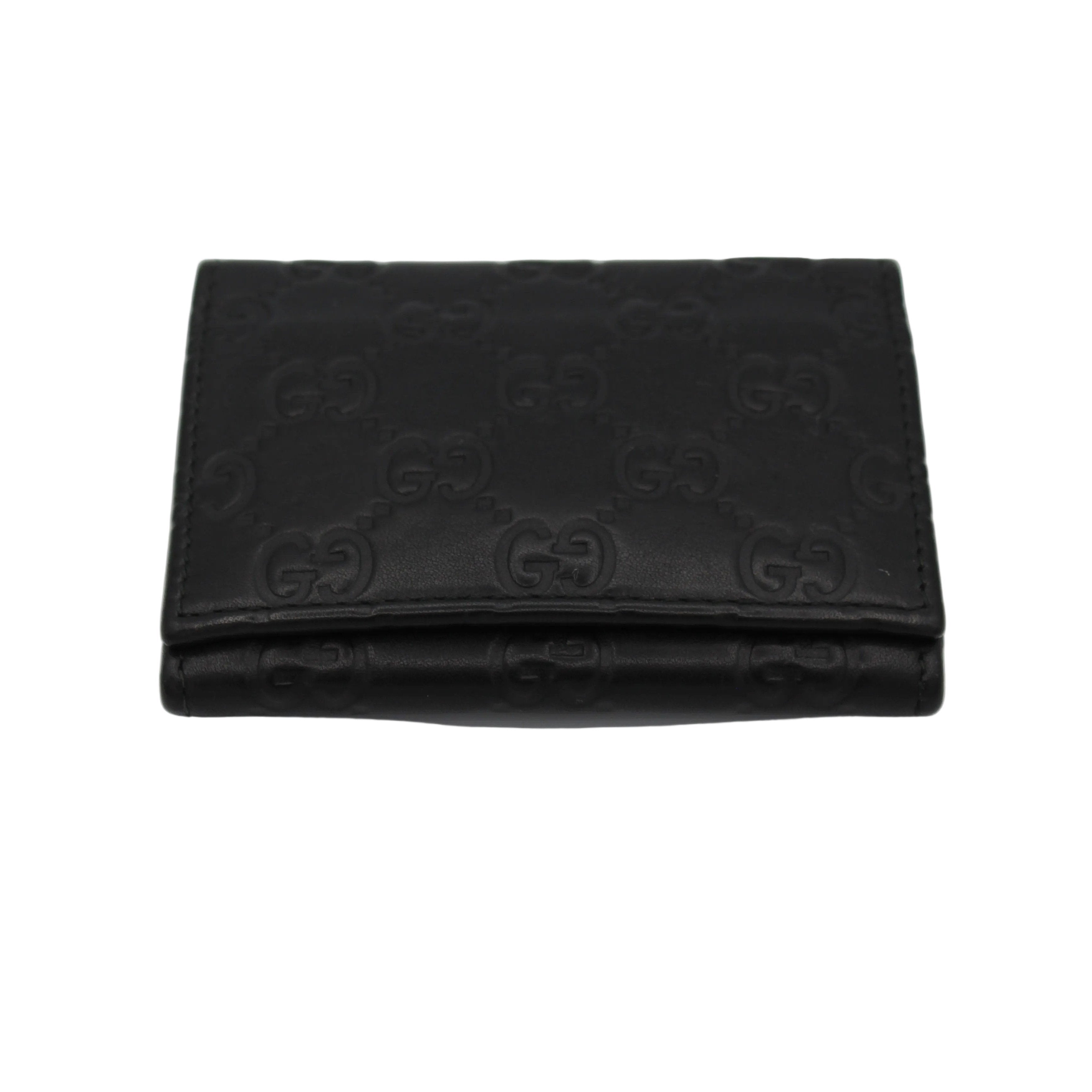 Gucci Guccissima Embossed Leather Compact Wallet — Black