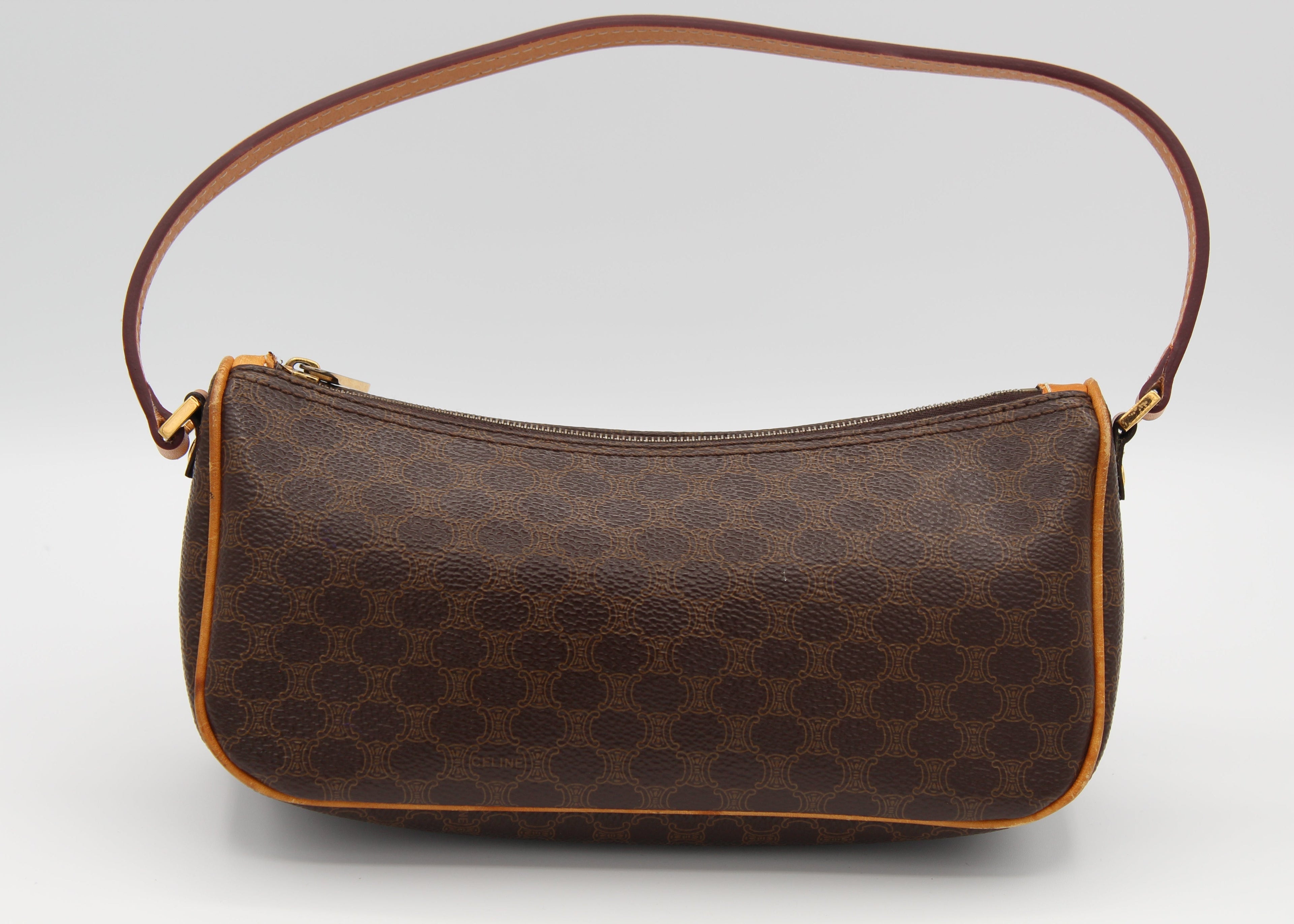 CELINE Macadam Pattern Second Bag Brown PVC Pouch