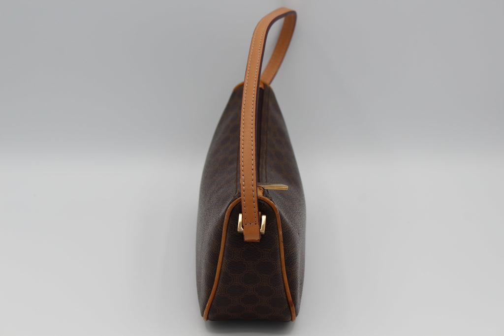 CELINE Macadam Pattern Second Bag Brown PVC Pouch
