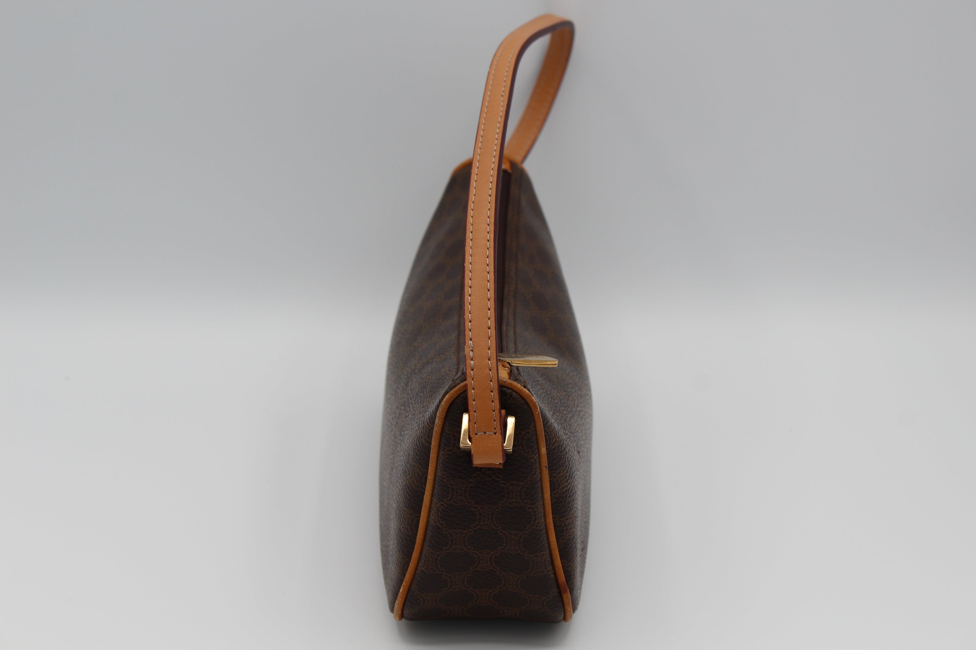 CELINE Macadam Pattern Second Bag Brown PVC Pouch