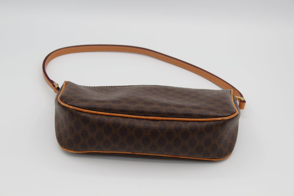 CELINE Macadam Pattern Second Bag Brown PVC Pouch