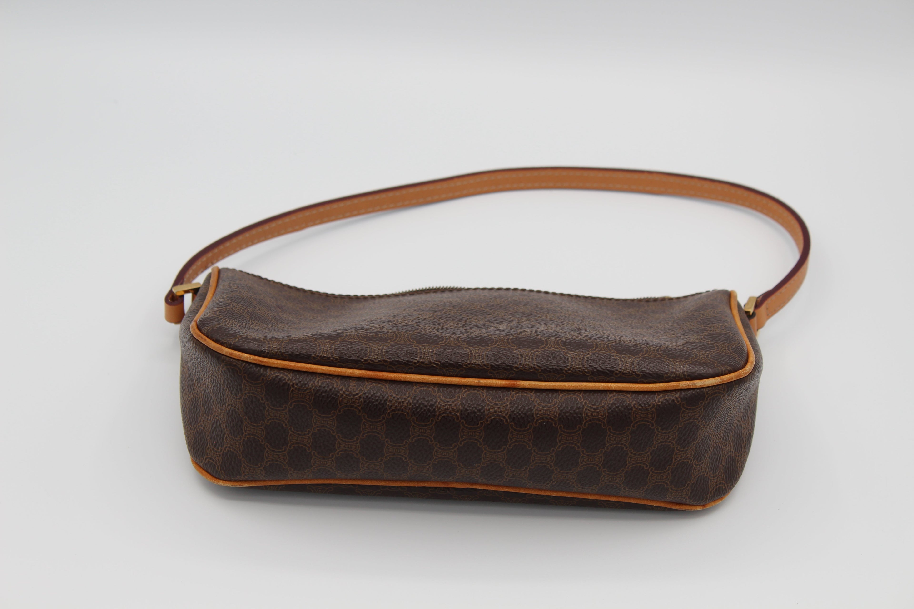 CELINE Macadam Pattern Second Bag Brown PVC Pouch