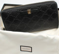 Gucci Guccissima Bow Zip-Around Continental Wallet — Black w/ Box