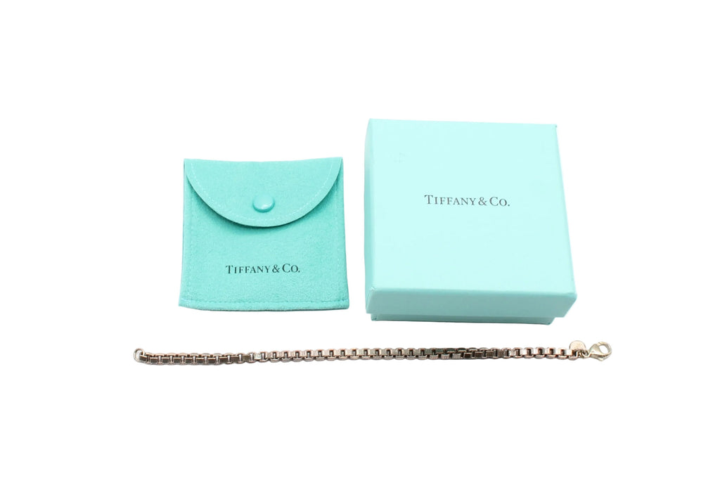 Tiffany & Co. Venetian Link Box Chain Bracelet Sterling Silver 925 w/ Box & Pouc