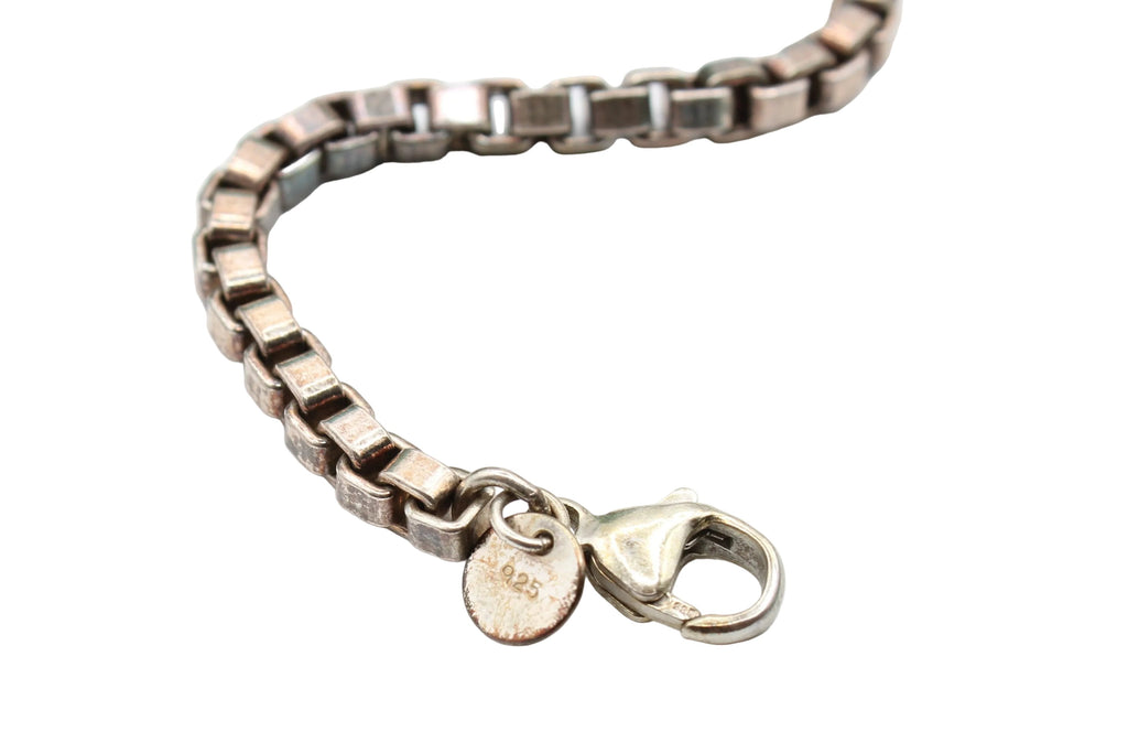 Tiffany & Co. Venetian Link Box Chain Bracelet Sterling Silver 925 w/ Box & Pouc