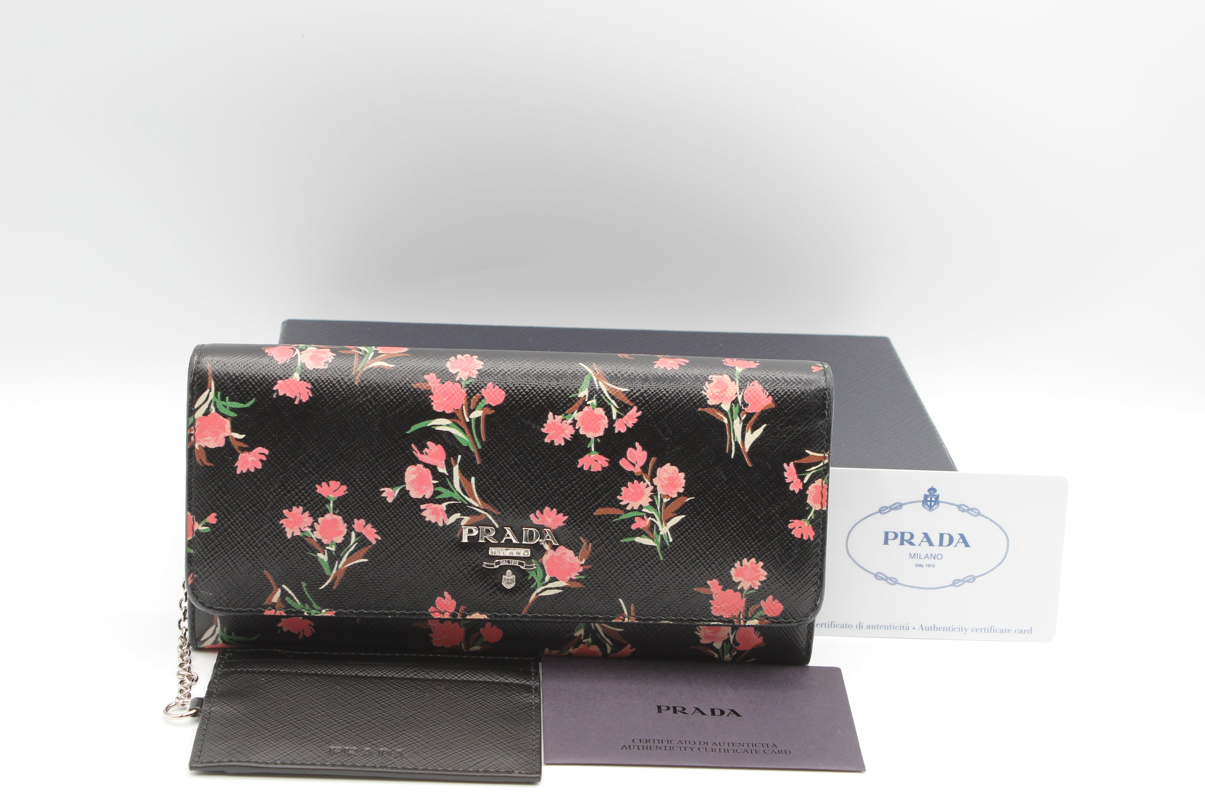 Prada Saffiano Floral Wallet