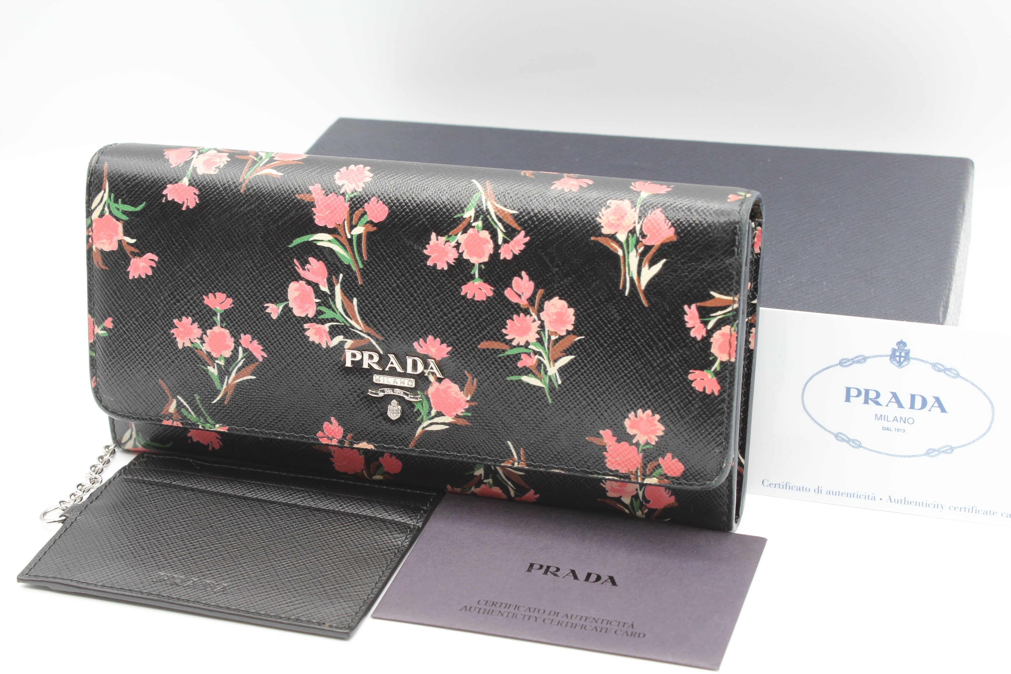 Prada Saffiano Floral Wallet
