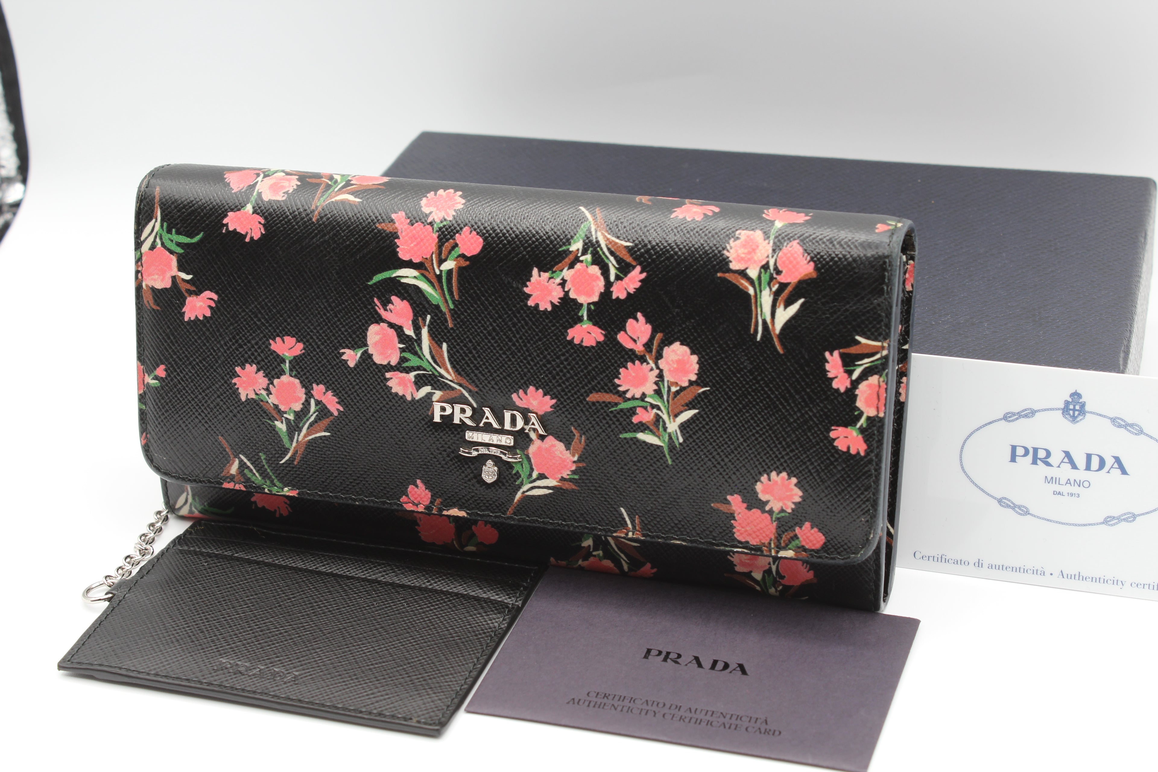 Prada Saffiano Floral Wallet