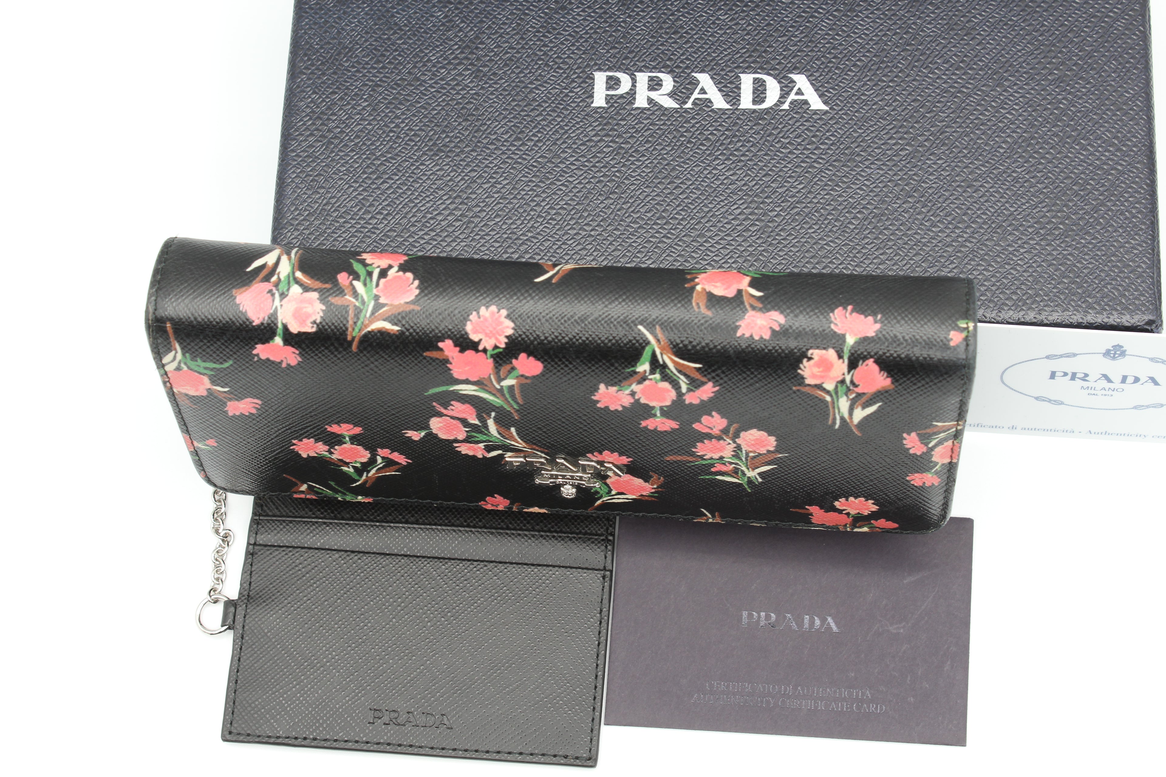 Prada Saffiano Floral Wallet