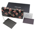Prada Saffiano Floral Continental Wallet — Black/Pink Carnation Print