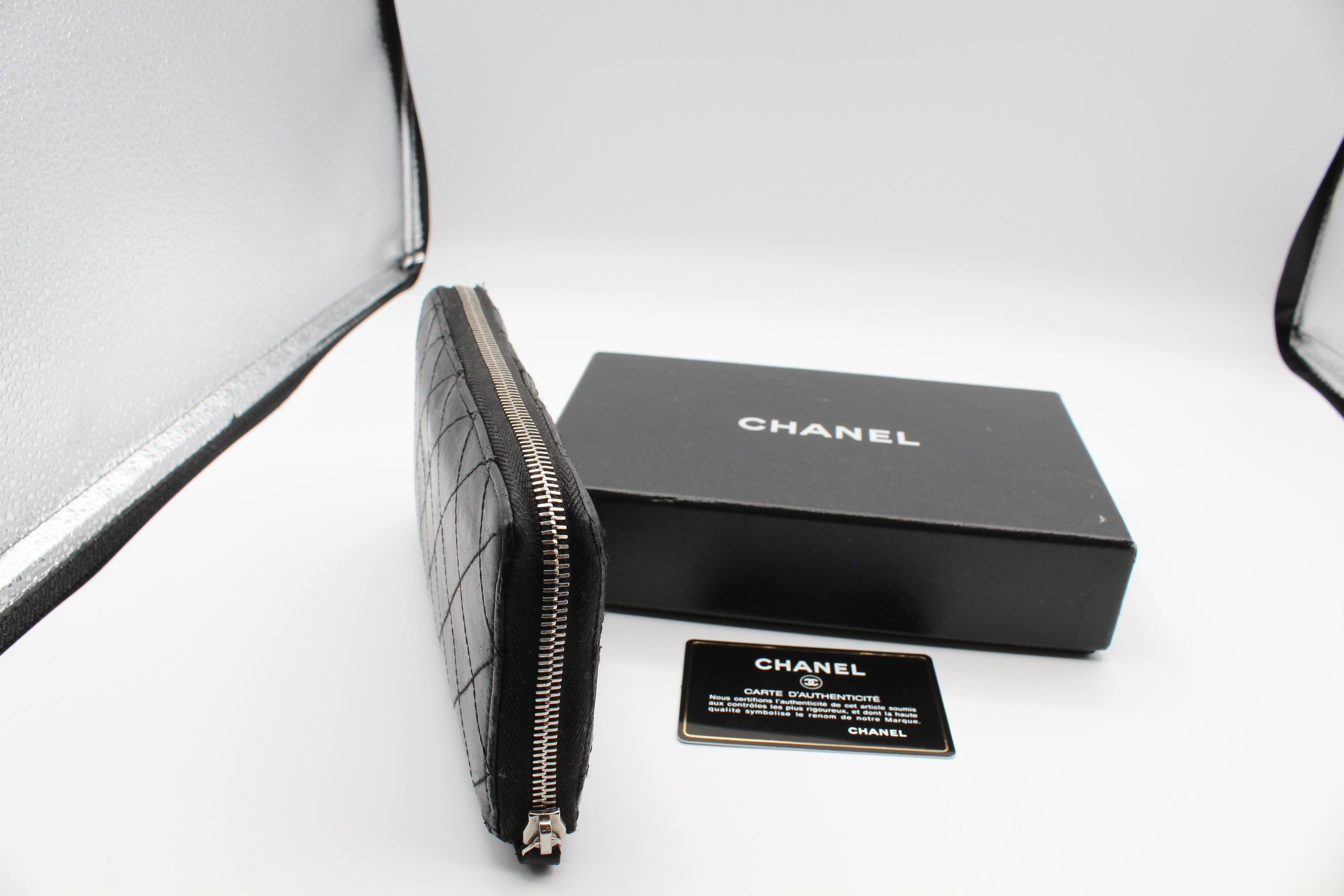 Chanel Quilted Large Gusset Zip Around Wallet