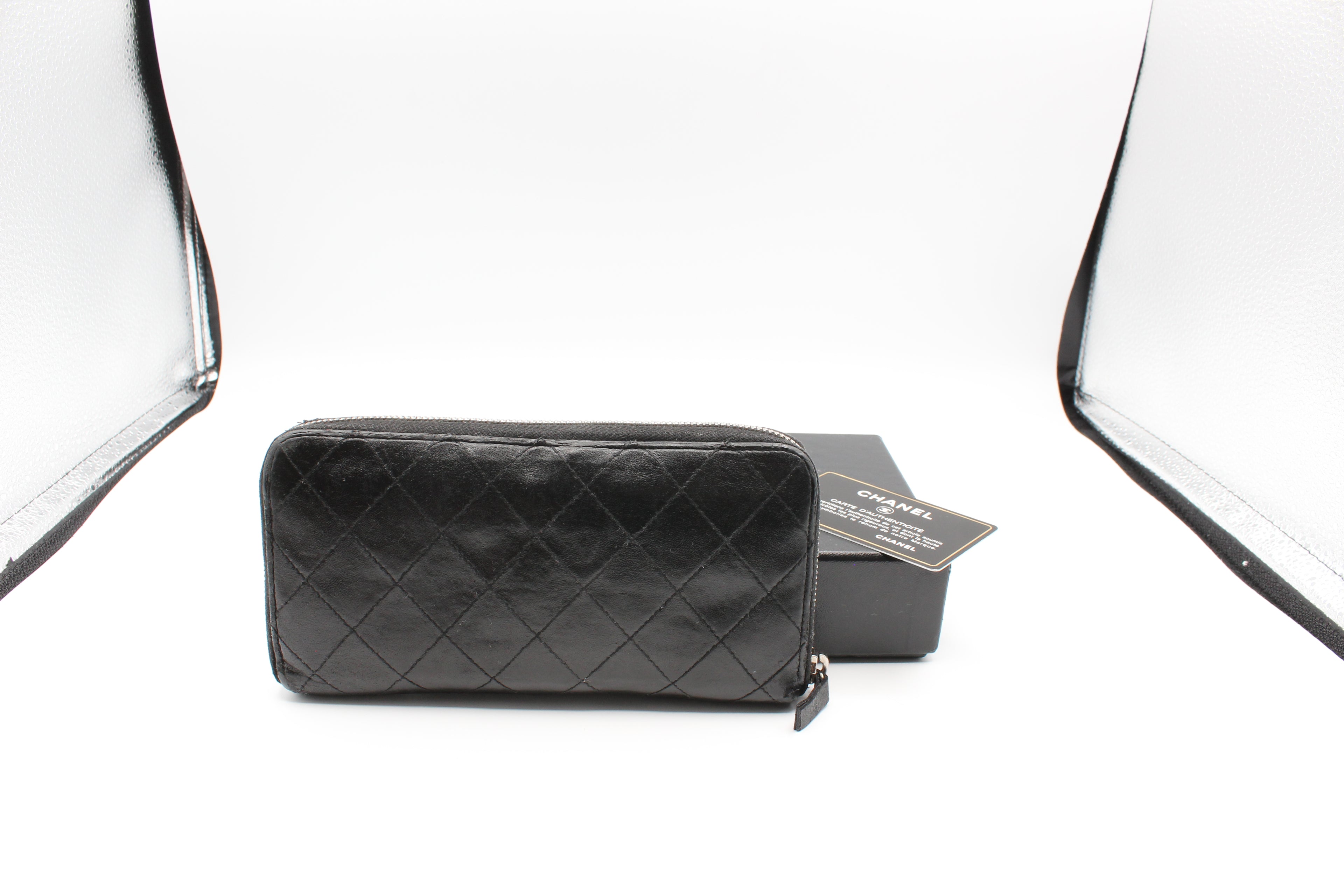 Chanel Quilted Large Gusset Zip Around Wallet