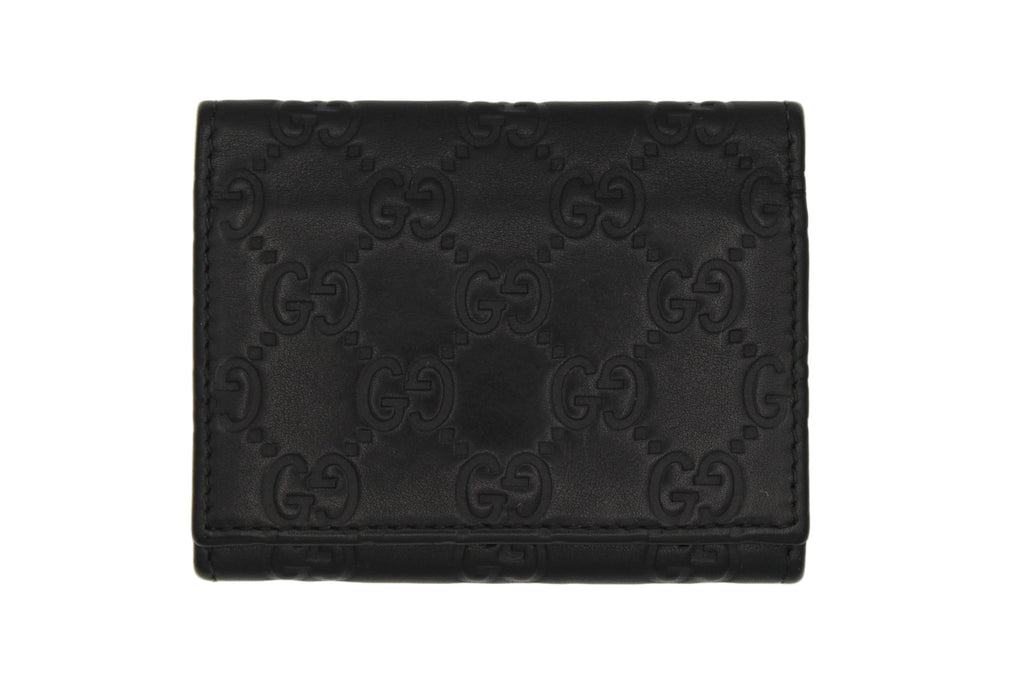 Gucci Guccissima Embossed Leather Compact Wallet — Black