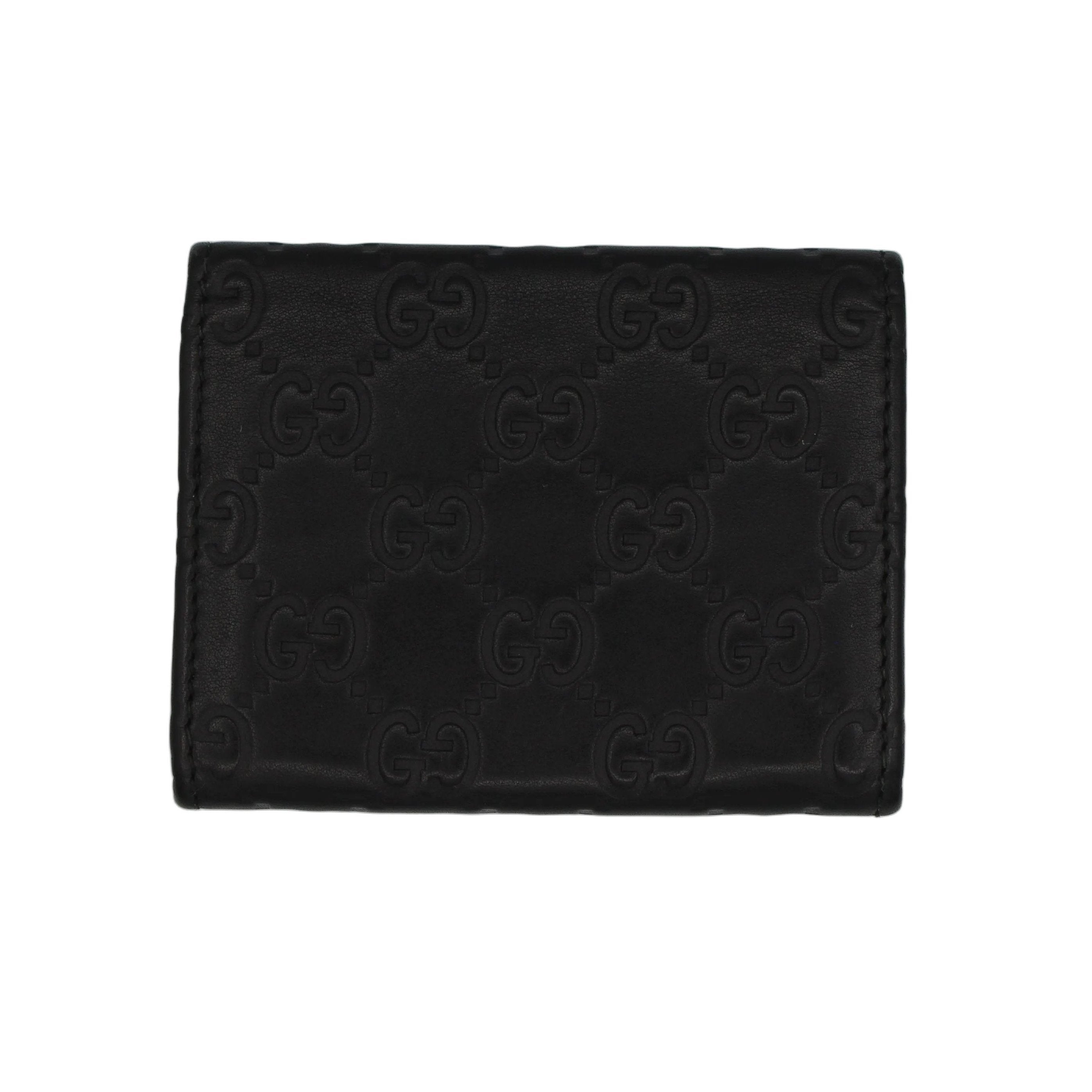 Gucci Guccissima Embossed Leather Compact Wallet — Black