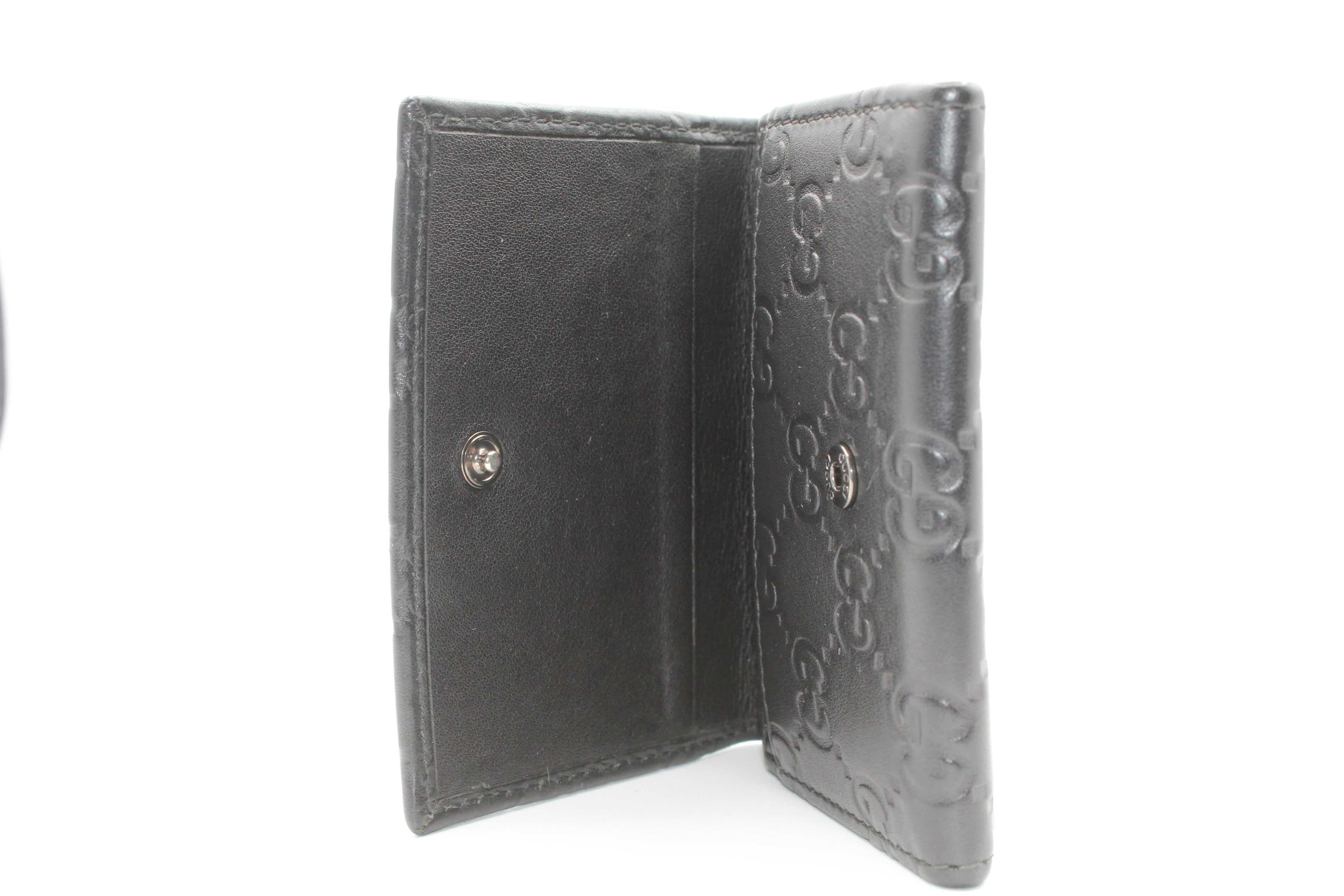 Gucci Guccissima Embossed Leather Compact Wallet — Black
