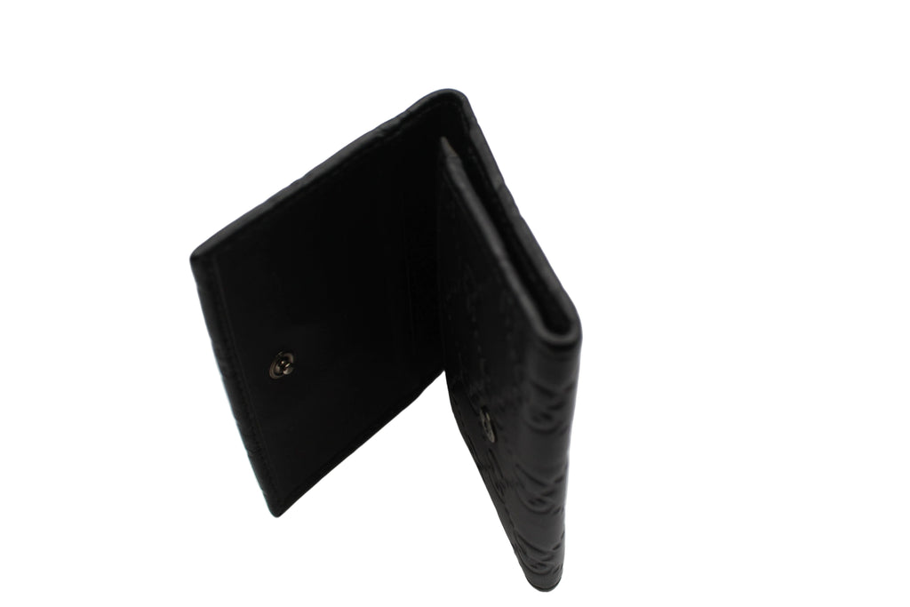 Gucci Guccissima Embossed Leather Compact Wallet — Black