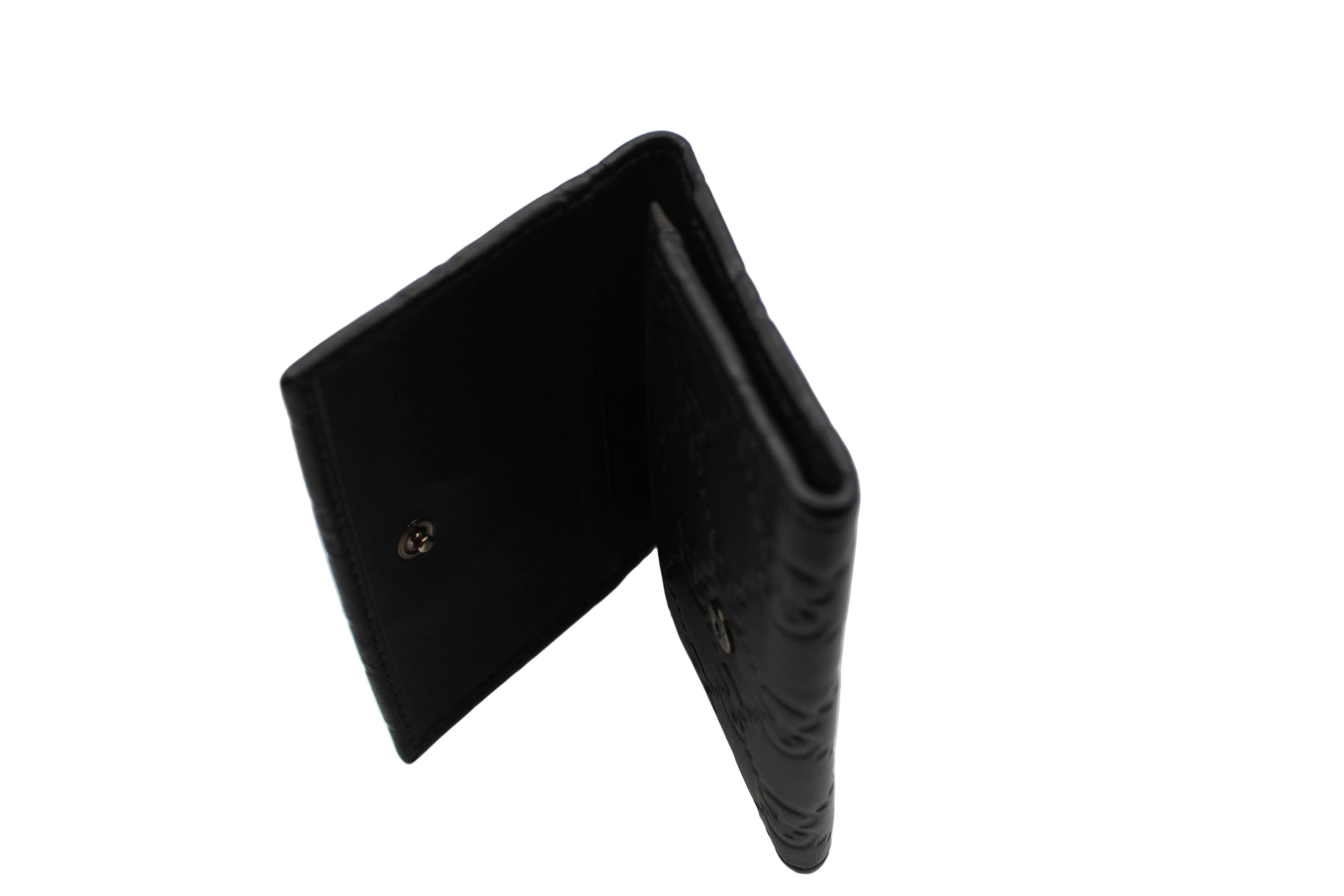 Gucci Guccissima Embossed Leather Compact Wallet — Black