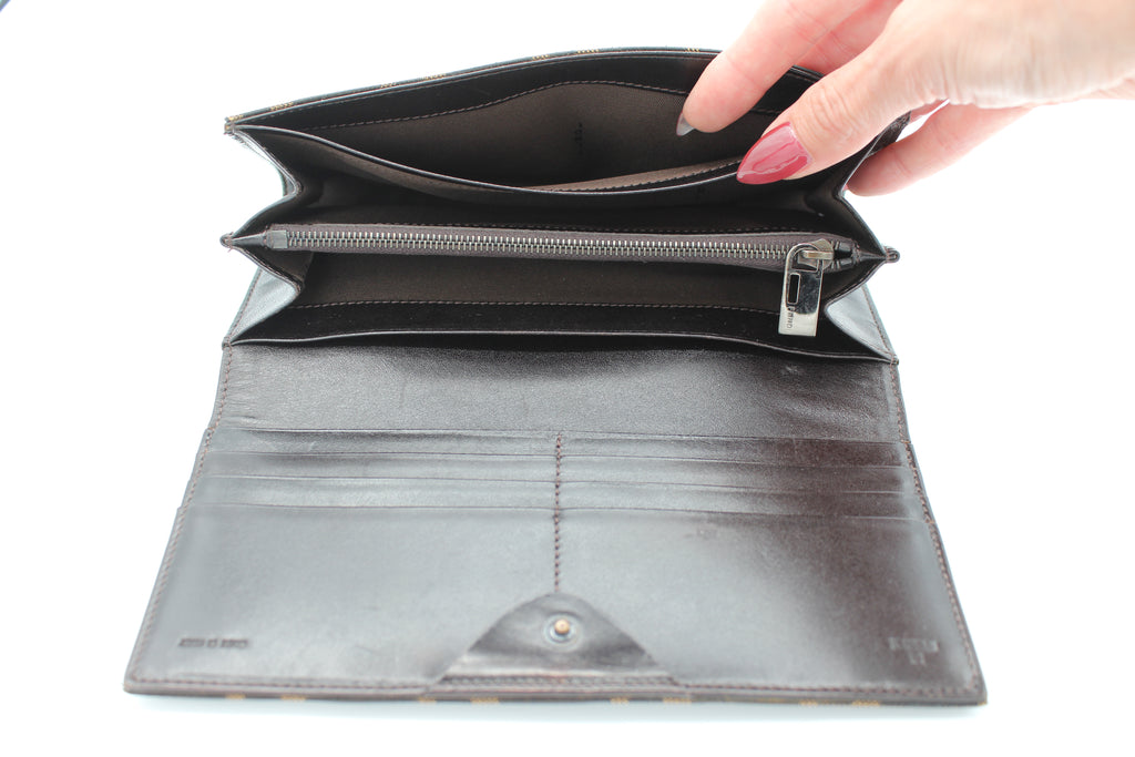 Fendi Zucca FF Monogram Continental Long Wallet Tobacco Brown
