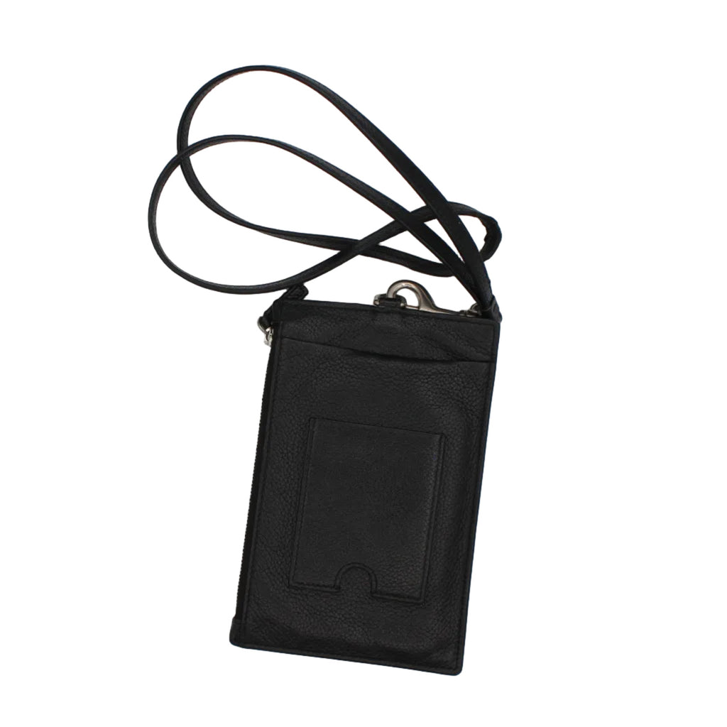 Balenciaga Cash Leather Passport Card Holder Lanyard Black Green Logo