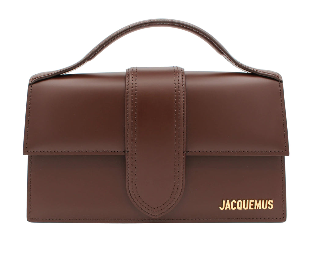 Jacquemus Le Bambino Long Structured Flap Bag — Dark Brown | Gold Hardware