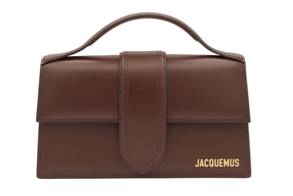Jacquemus Le Bambino Long Structured Flap Bag — Dark Brown | Gold Hardware