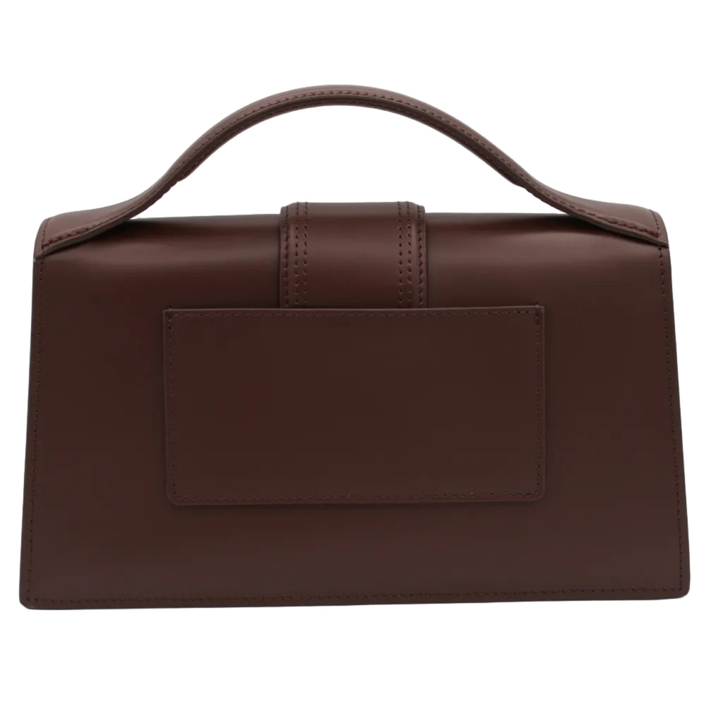Jacquemus Le Bambino Long Structured Flap Bag — Dark Brown | Gold Hardware