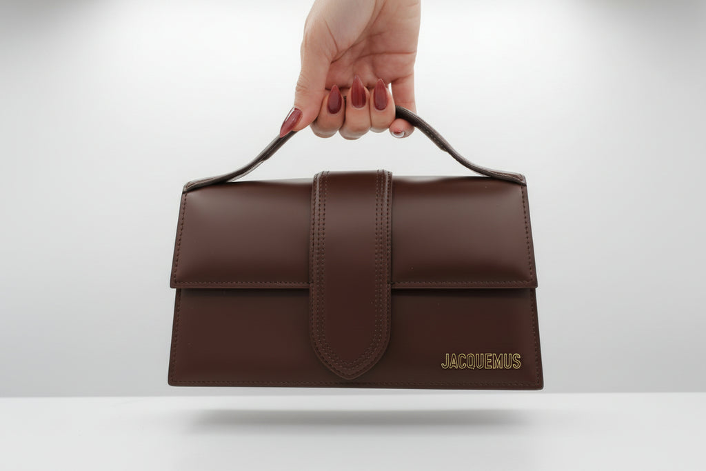 Jacquemus Le Bambino Long Structured Flap Bag — Dark Brown | Gold Hardware