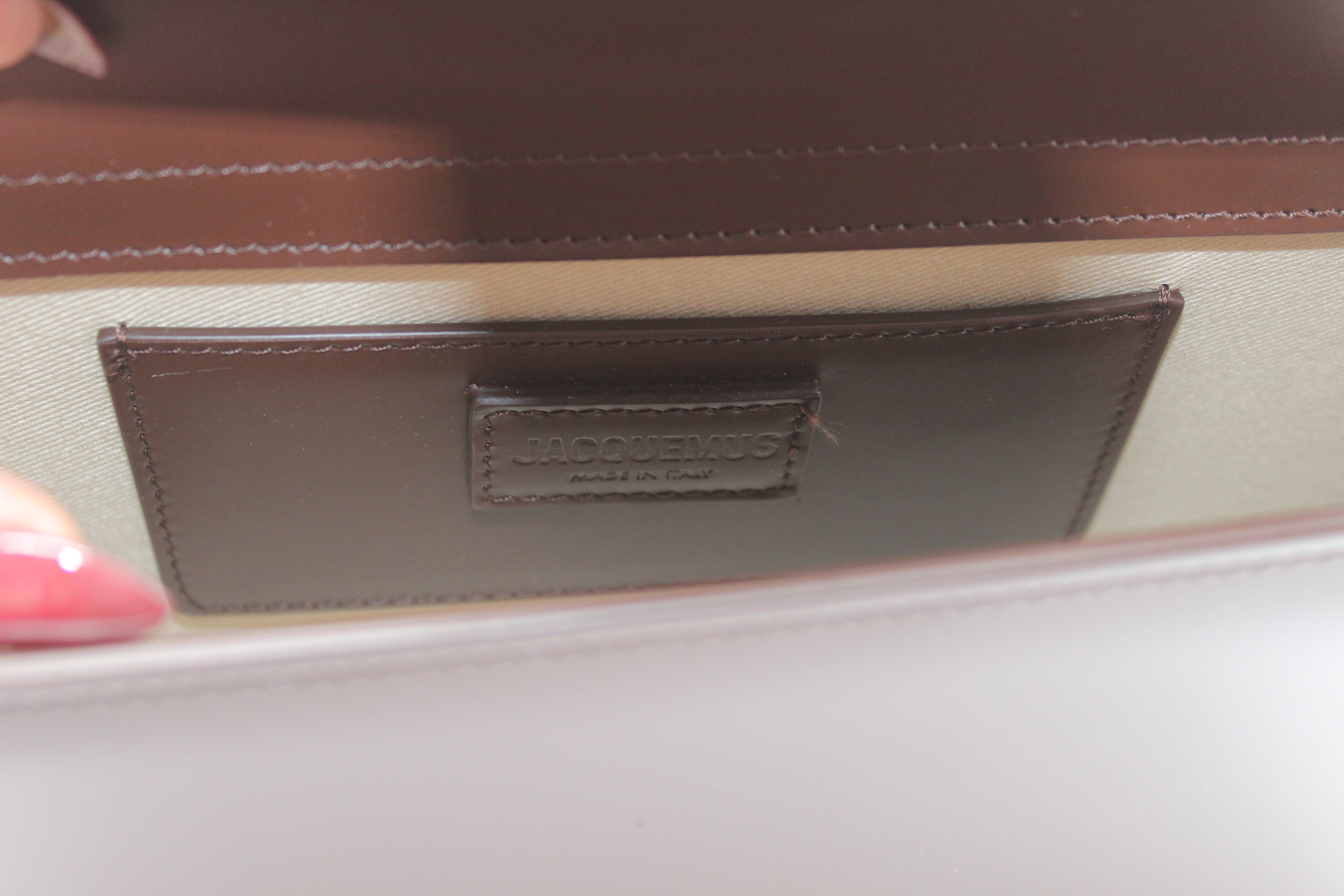 Jacquemus Le Bambino Long Structured Flap Bag — Dark Brown | Gold Hardware