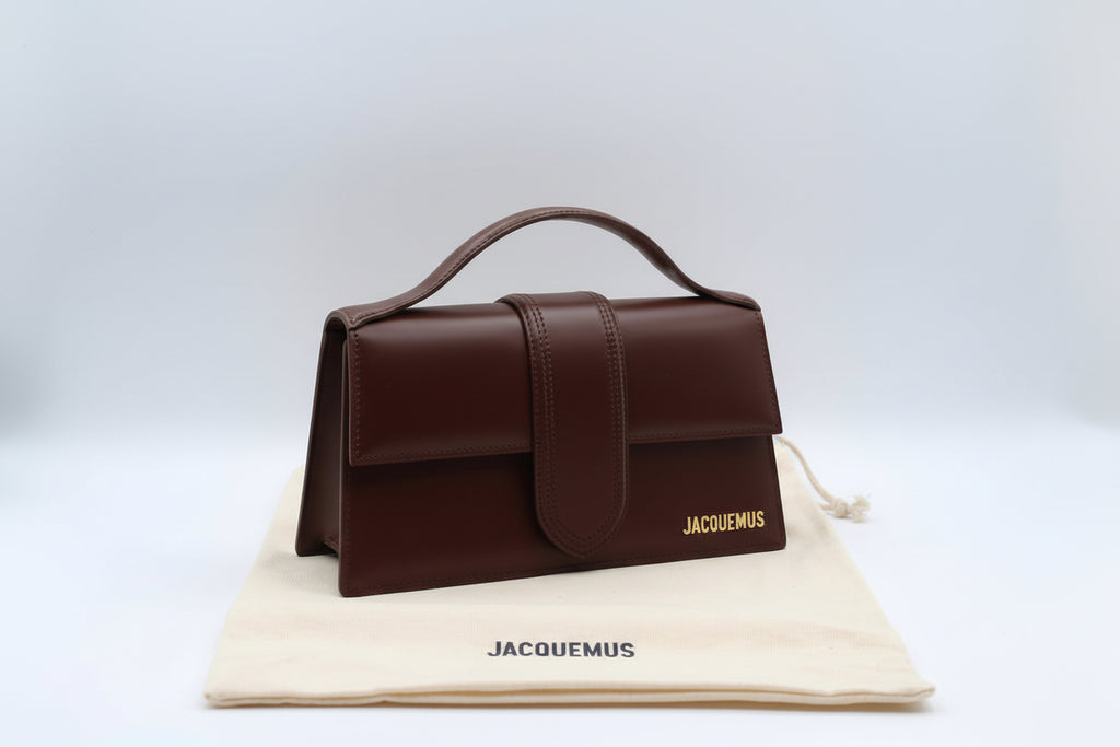 Jacquemus Le Bambino Long Structured Flap Bag — Dark Brown | Gold Hardware