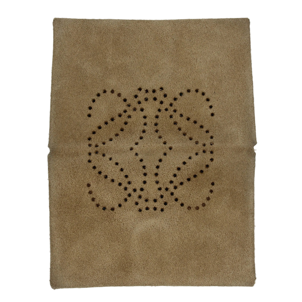 Loewe Anagram Perforated Suede Card Case — Sand/Polka Dot Interior