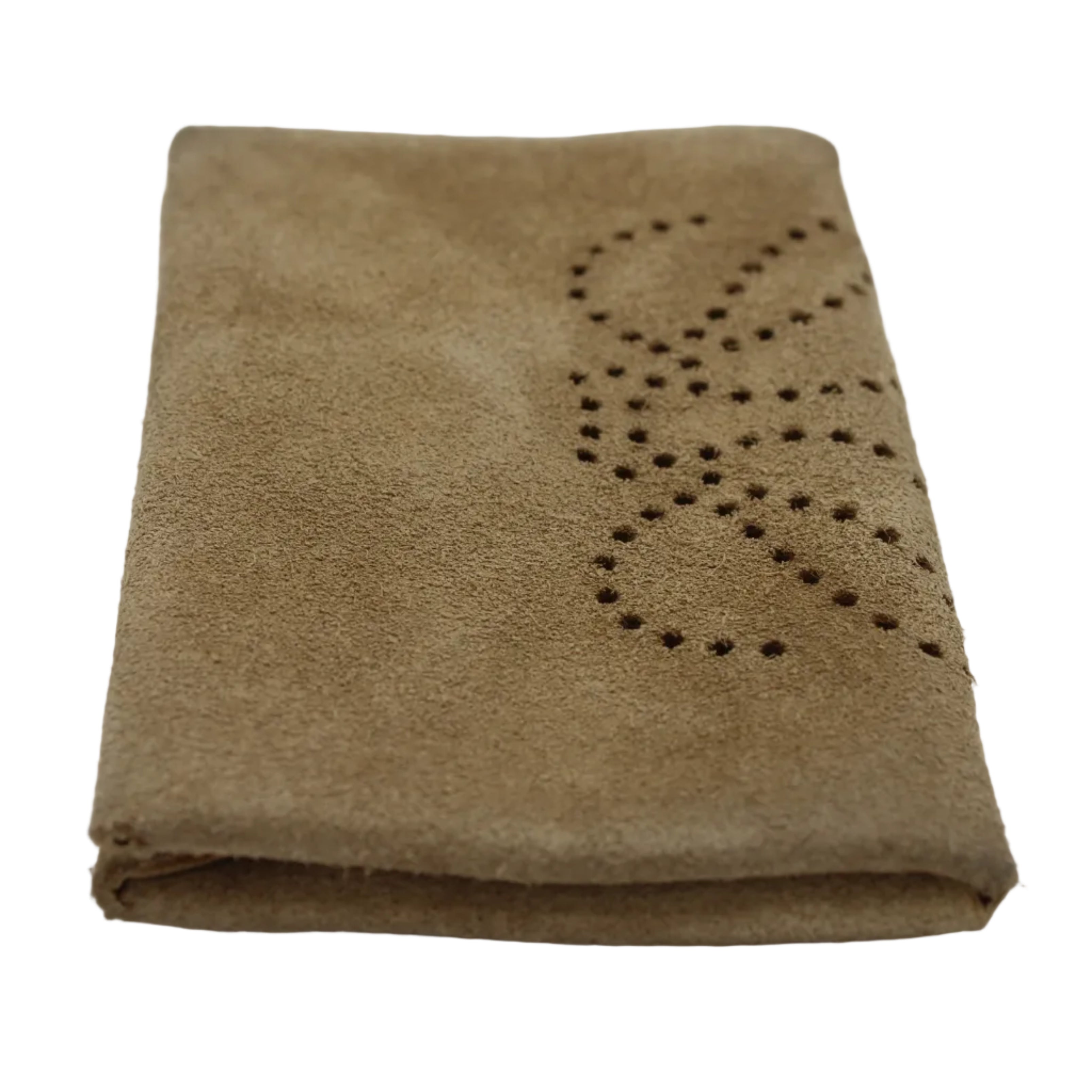 Loewe Anagram Perforated Suede Card Case — Sand/Polka Dot Interior