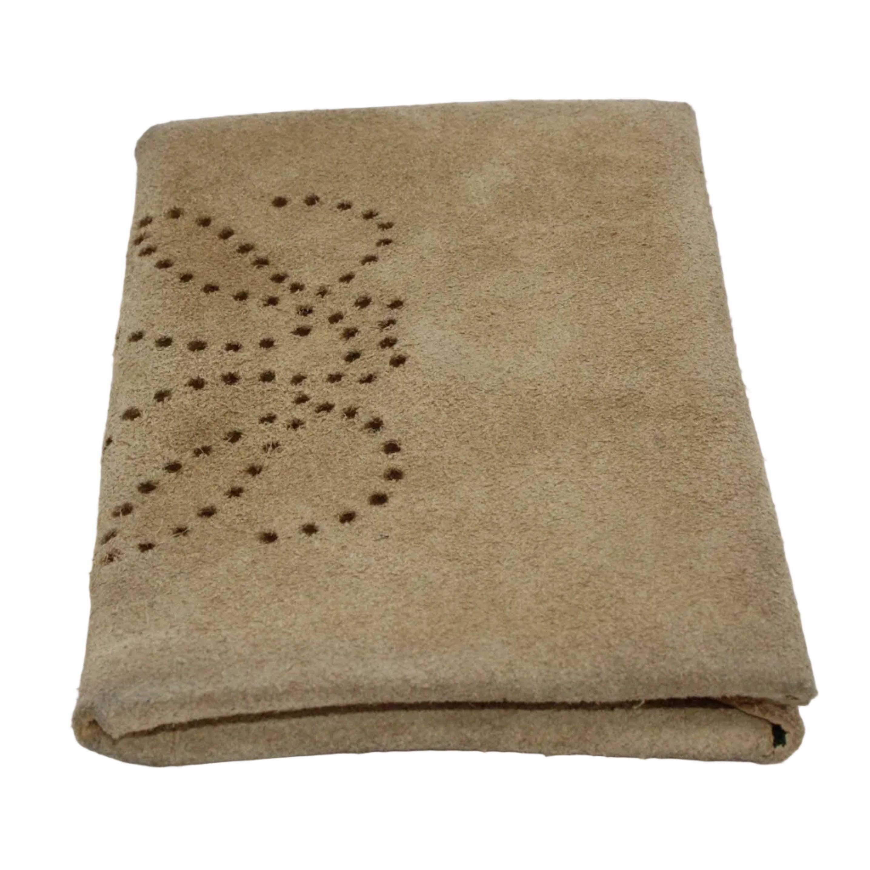 Loewe Anagram Perforated Suede Card Case — Sand/Polka Dot Interior