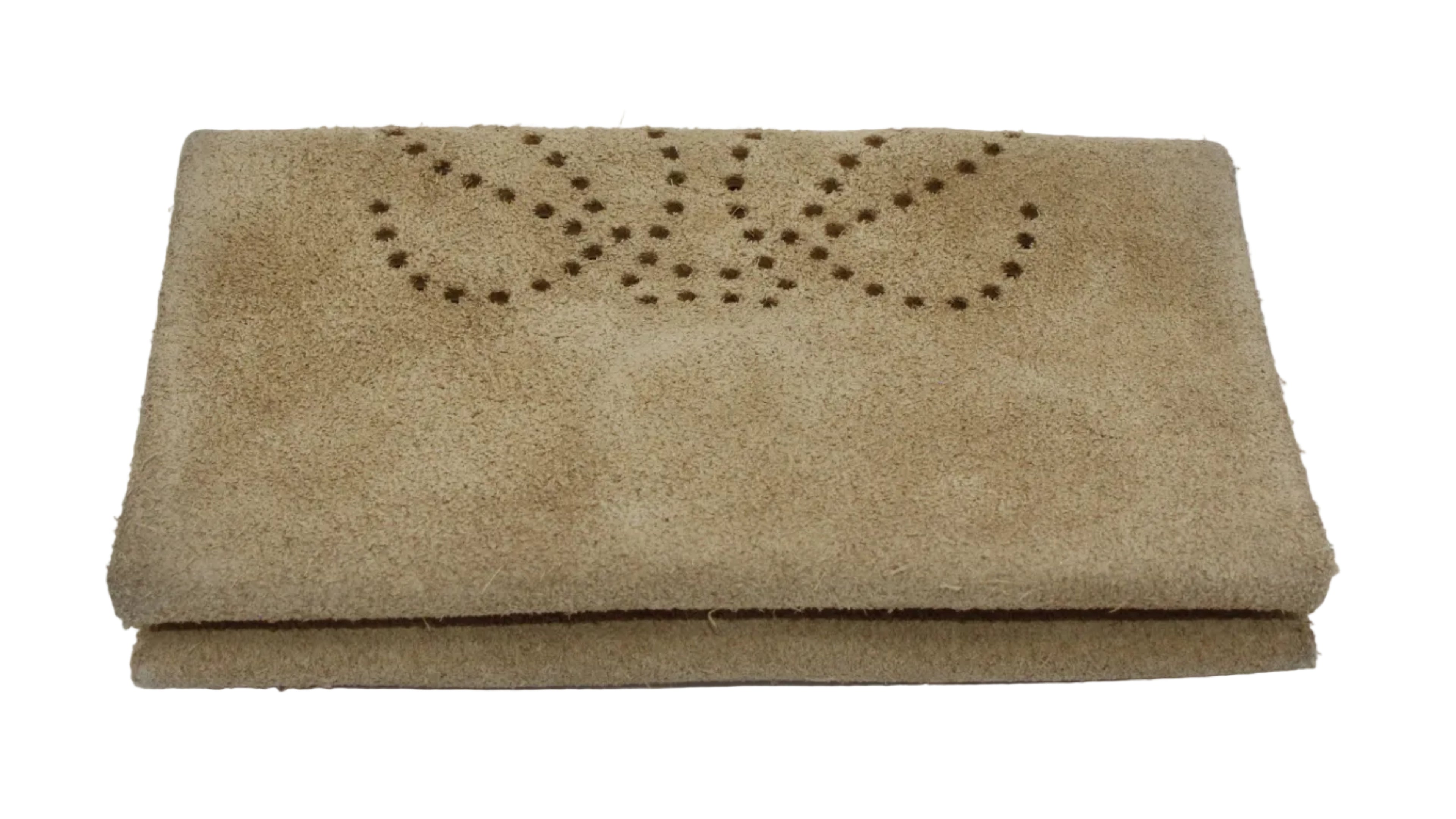 Loewe Anagram Perforated Suede Card Case — Sand/Polka Dot Interior