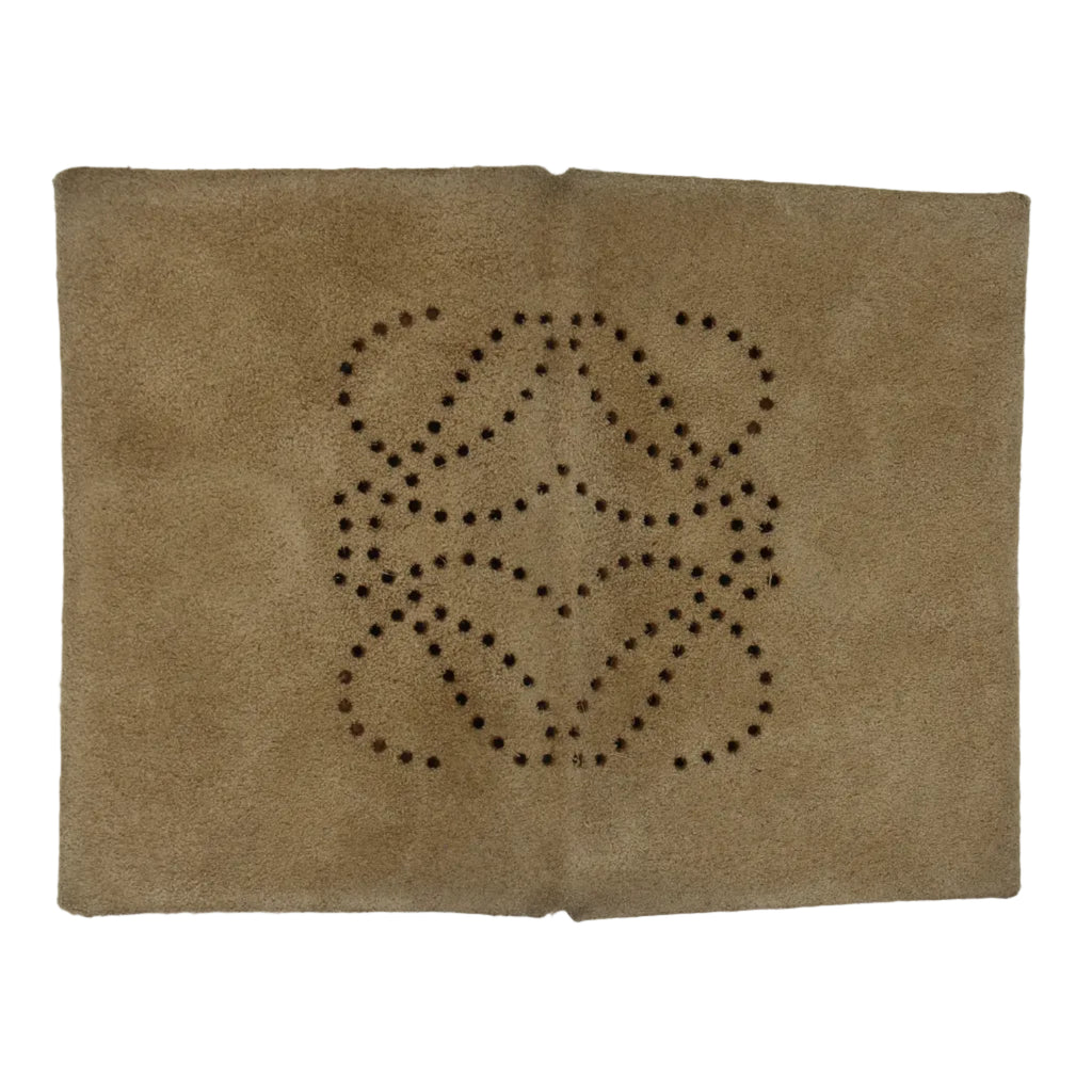 Loewe Anagram Perforated Suede Card Case — Sand/Polka Dot Interior