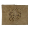 Loewe Anagram Perforated Suede Card Case — Sand/Polka Dot Interior