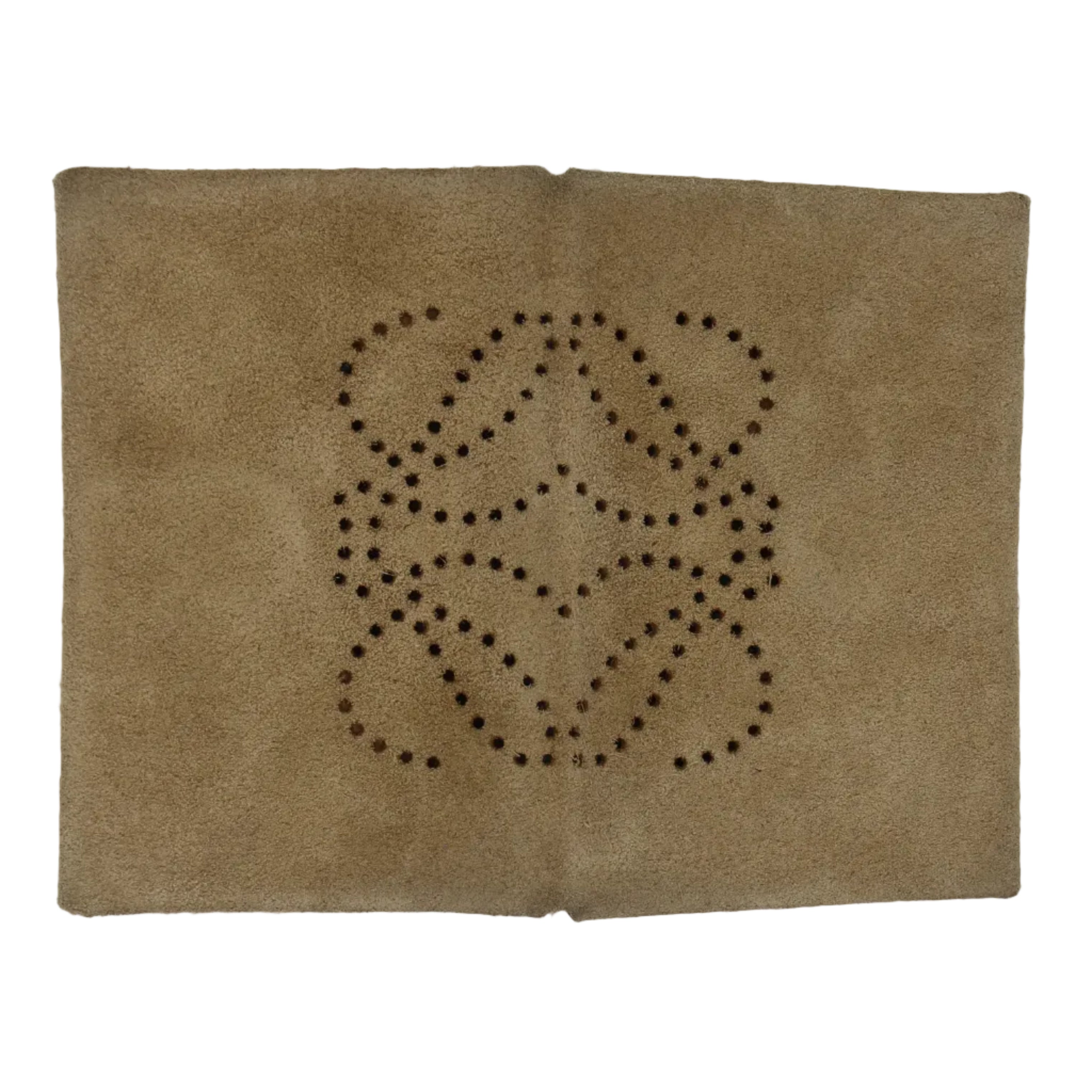 Loewe Anagram Perforated Suede Card Case — Sand/Polka Dot Interior