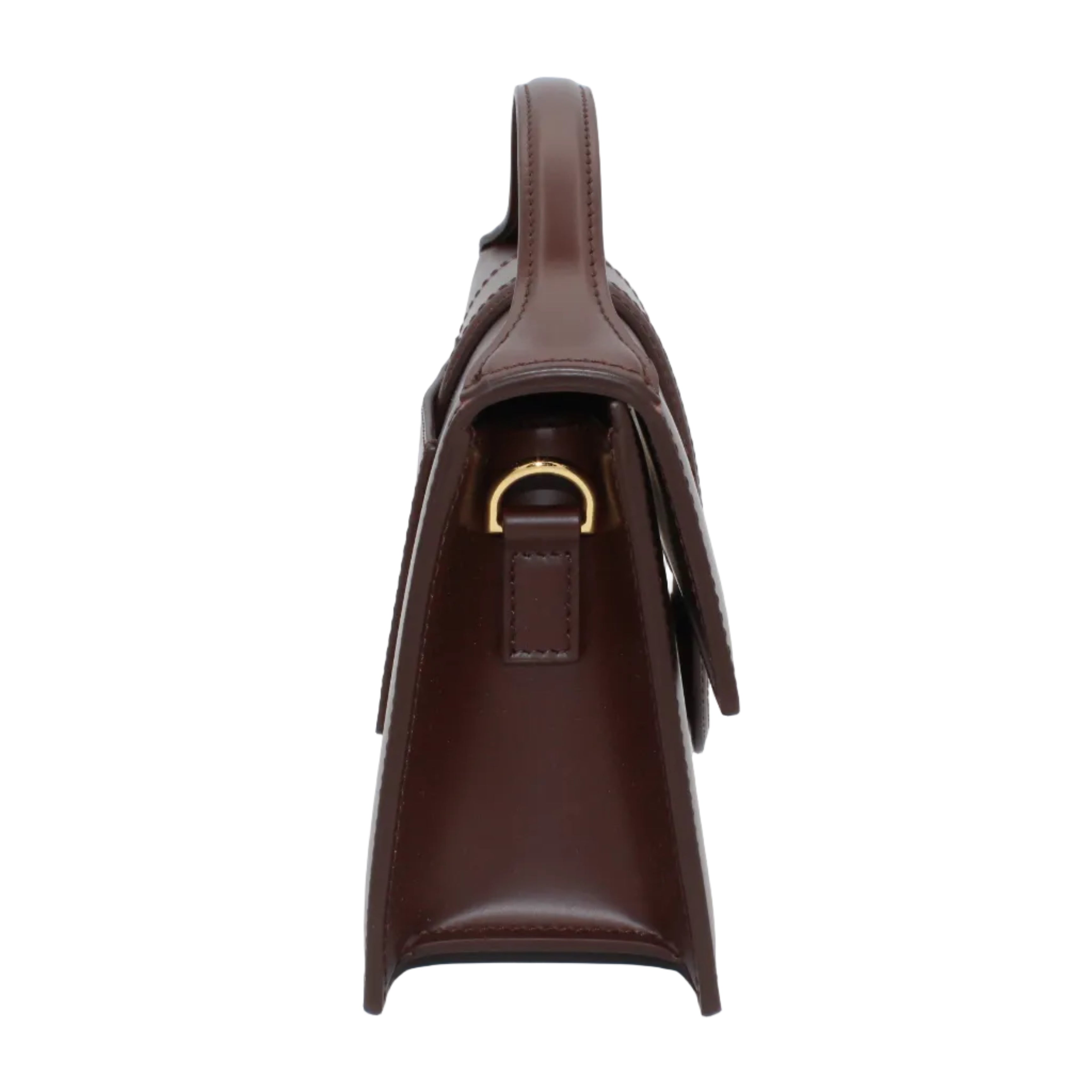 Jacquemus Le Bambino Long Structured Flap Bag — Dark Brown | Gold Hardware