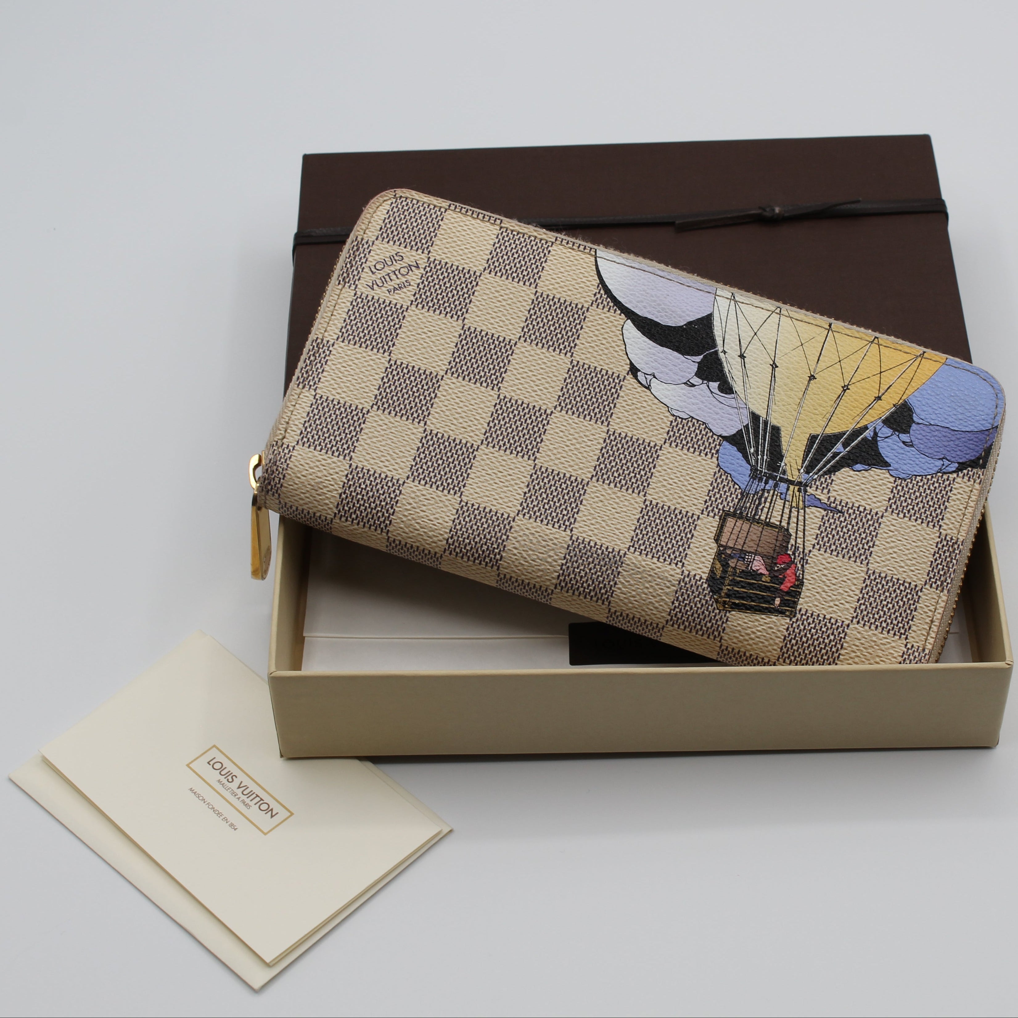Limited Editon LV Zippy Wallet Damier Azur Illustré Hot Air Balloon