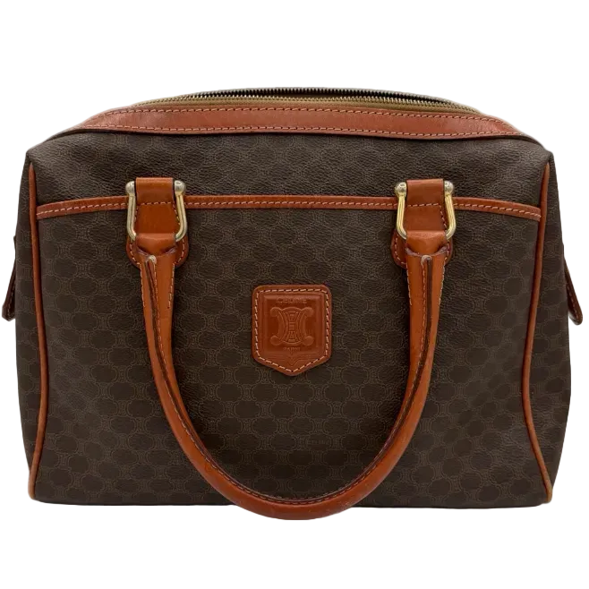 Céline Vintage Macadam Mini Boston Bag — Brown/Tan