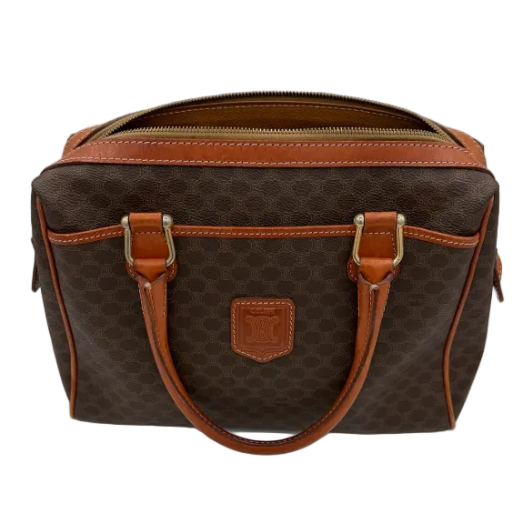 Céline Vintage Macadam Mini Boston Bag — Brown/Tan