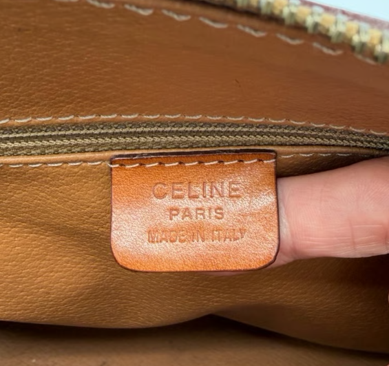 Céline Vintage Macadam Mini Boston Bag — Brown/Tan