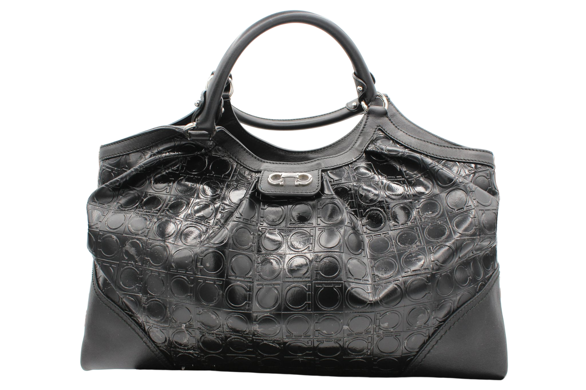 Salvatore Ferragamo Gancini Patent Leather Tote Bag - Image 1