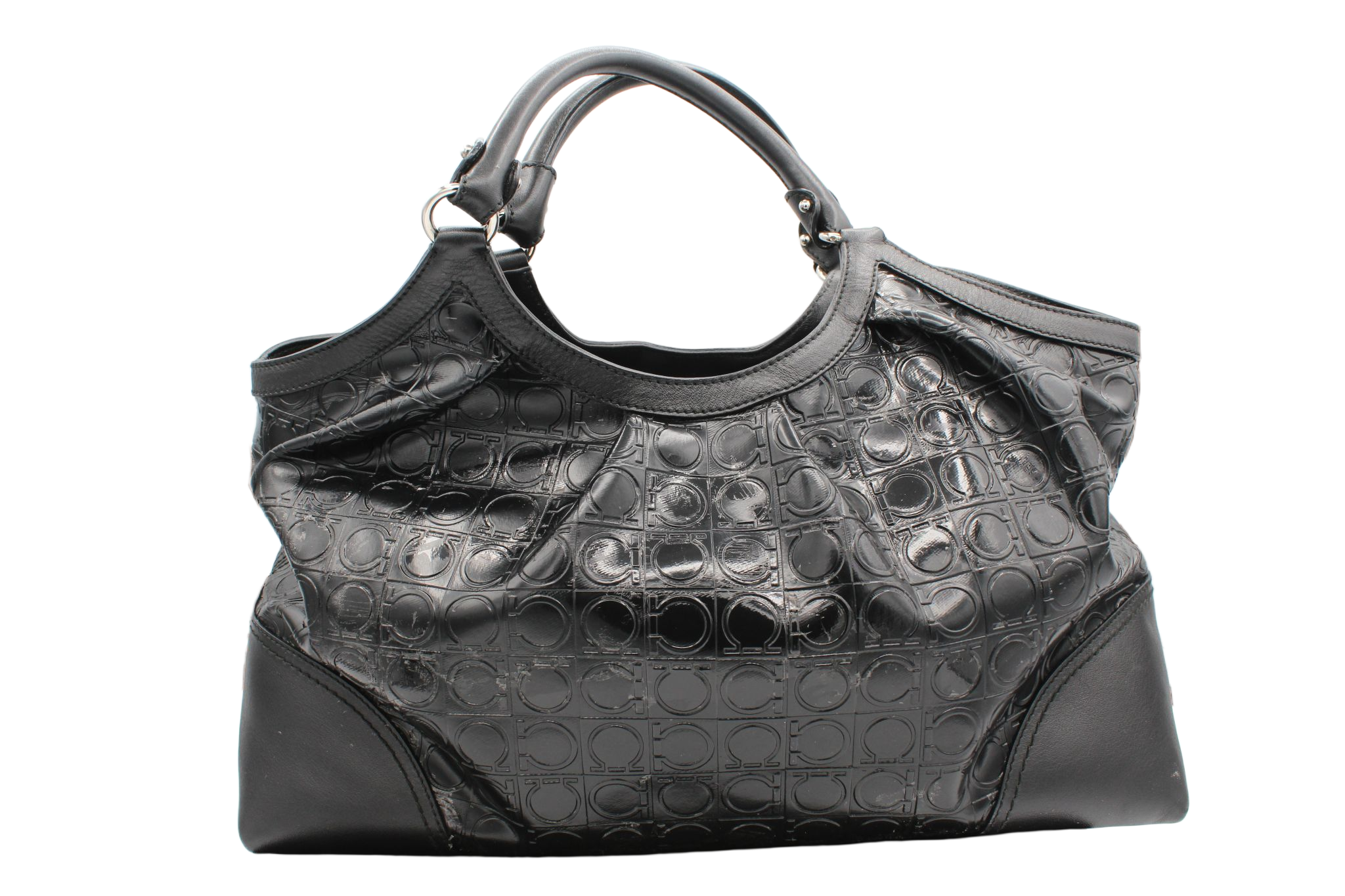 Salvatore Ferragamo Gancini Patent Leather Tote Bag - Image 2