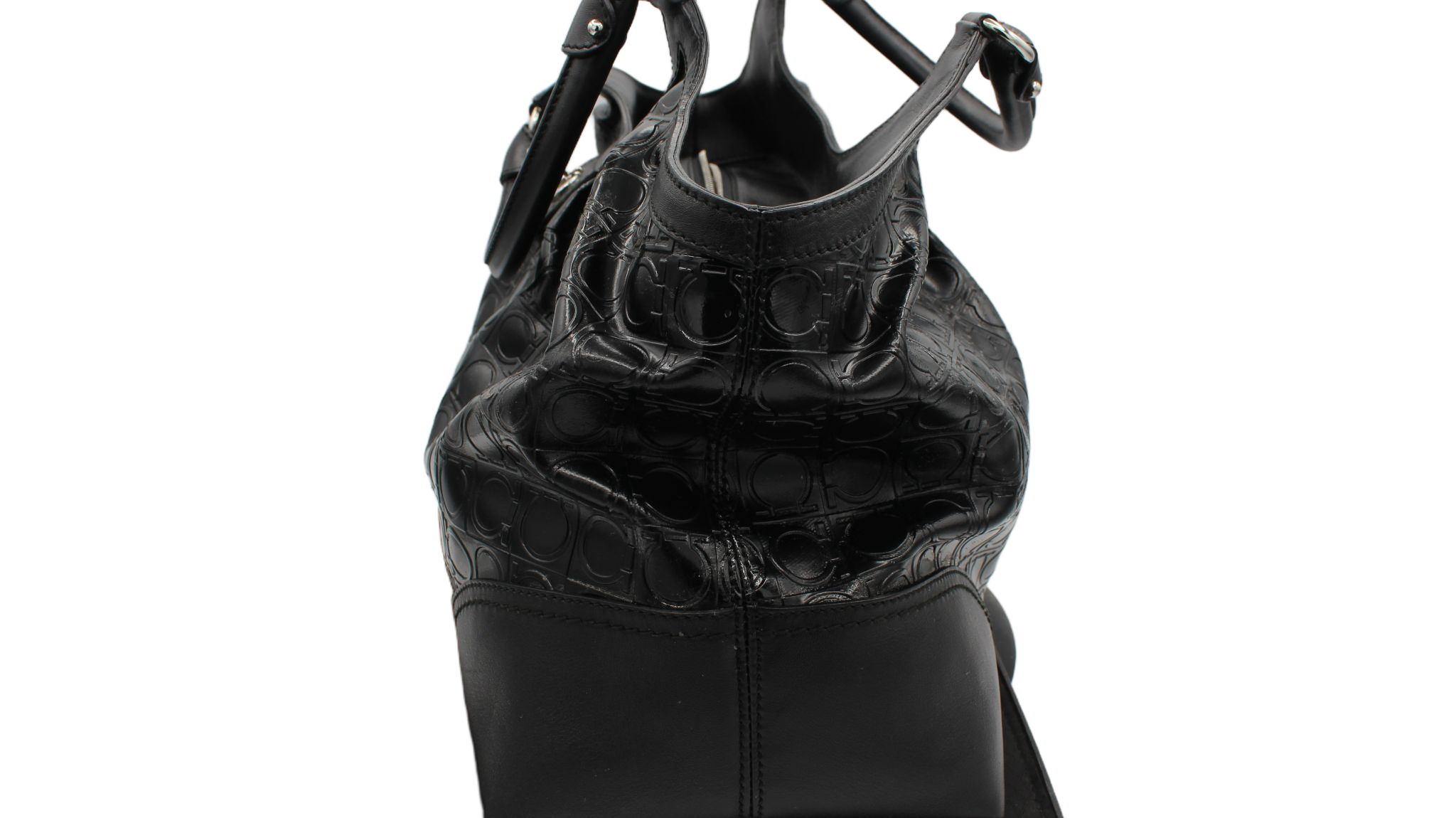 Salvatore Ferragamo Gancini Patent Leather Tote Bag - Image 3